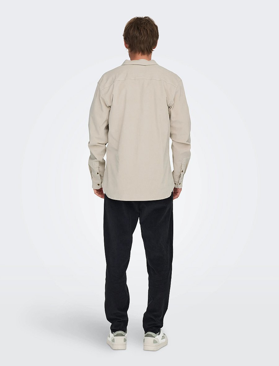 ONLY & SONS - ONSMICHAEL 18W REG CORD STRETCH LS NOOS - cordhemden - silver lining - 3