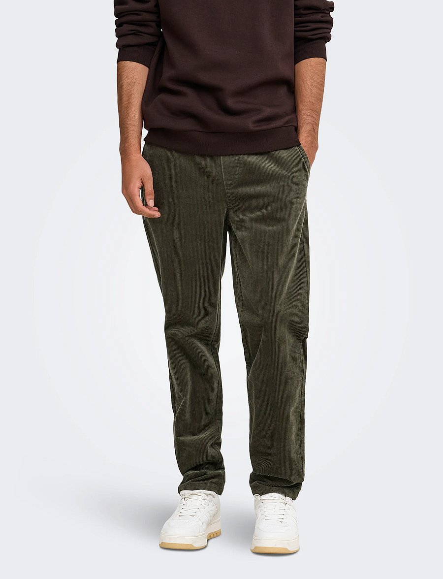 ONLY & SONS - ONSLINUS TAP CORDUROY 0185 PANT NOOS - freizeithosen - beluga - 0