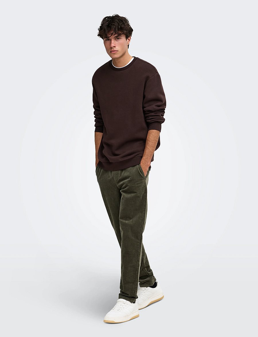 ONLY & SONS - ONSLINUS TAP CORDUROY 0185 PANT NOOS - freizeithosen - beluga - 4