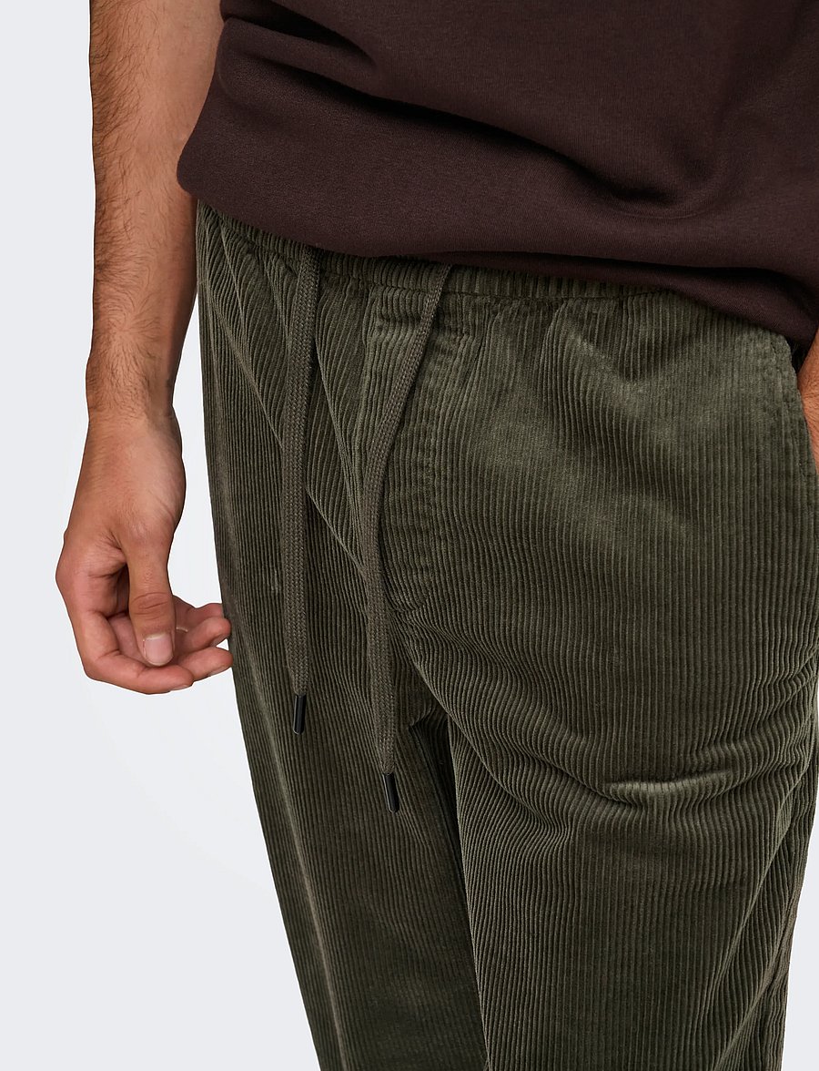ONLY & SONS - ONSLINUS TAP CORDUROY 0185 PANT NOOS - freizeithosen - beluga - 5