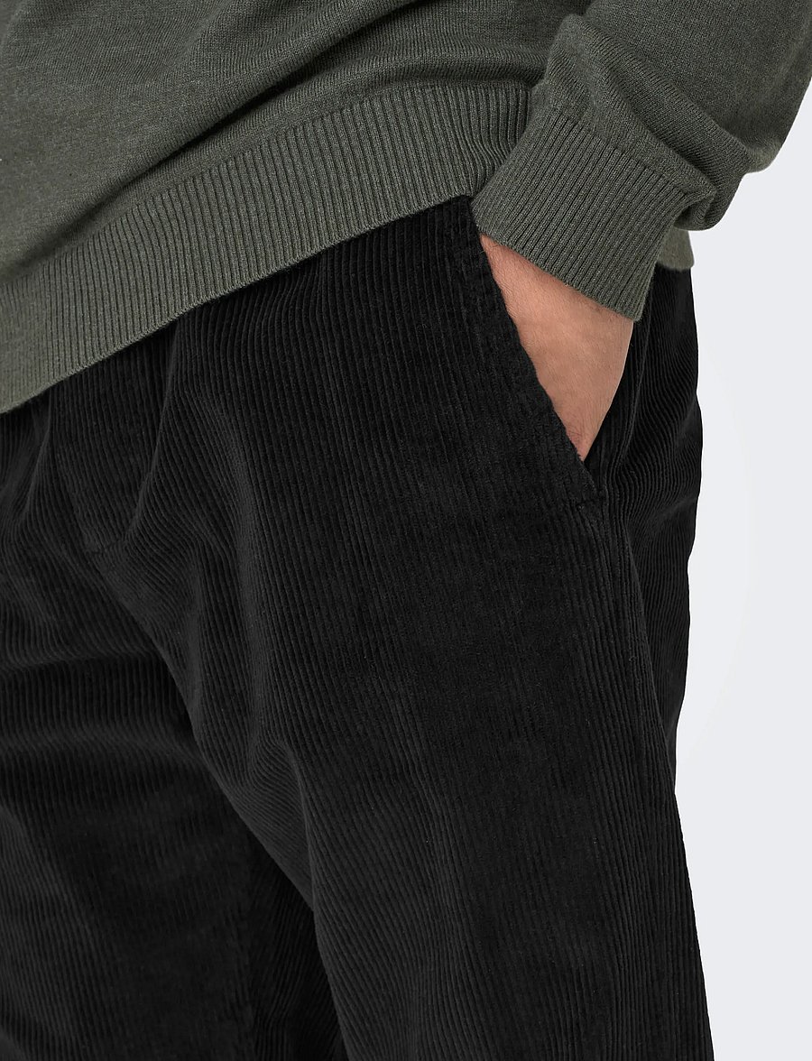 ONLY & SONS - ONSLINUS TAP CORDUROY 0185 PANT NOOS - black - 5