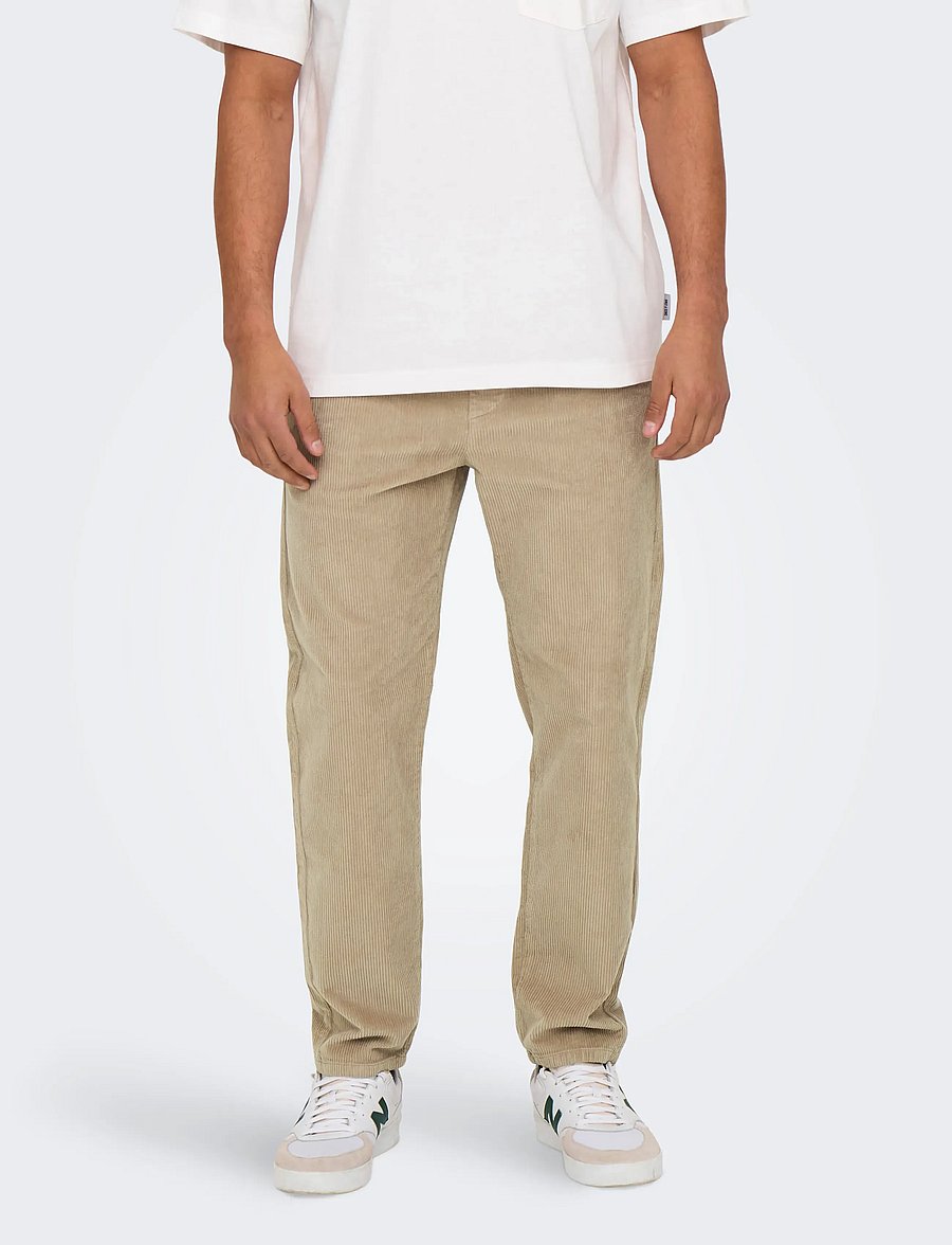 ONLY & SONS - ONSLINUS TAP CORDUROY 0185 PANT NOOS - freizeithosen - chinchilla - 0