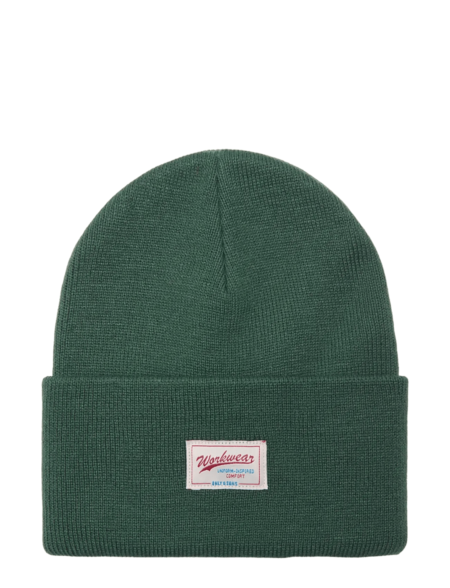 ONLY & SONS - ONSISAAC FLAT KNIT LOGO BEANIE NOOS - kollektionen - pineneedle - 0