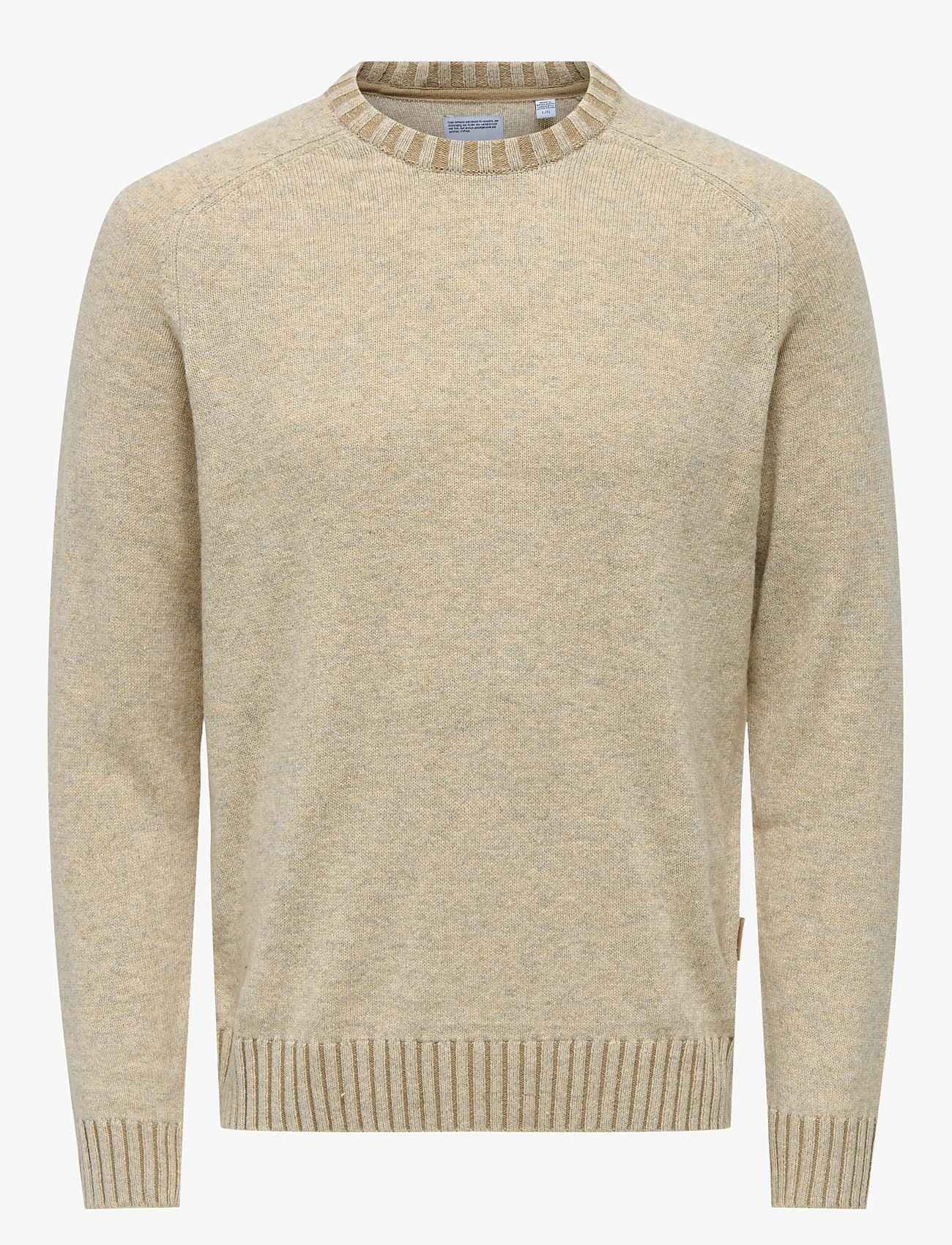 ONLY & SONS - ONSEDDY REG 7 WOOL CREW KNIT - oatmeal - 1