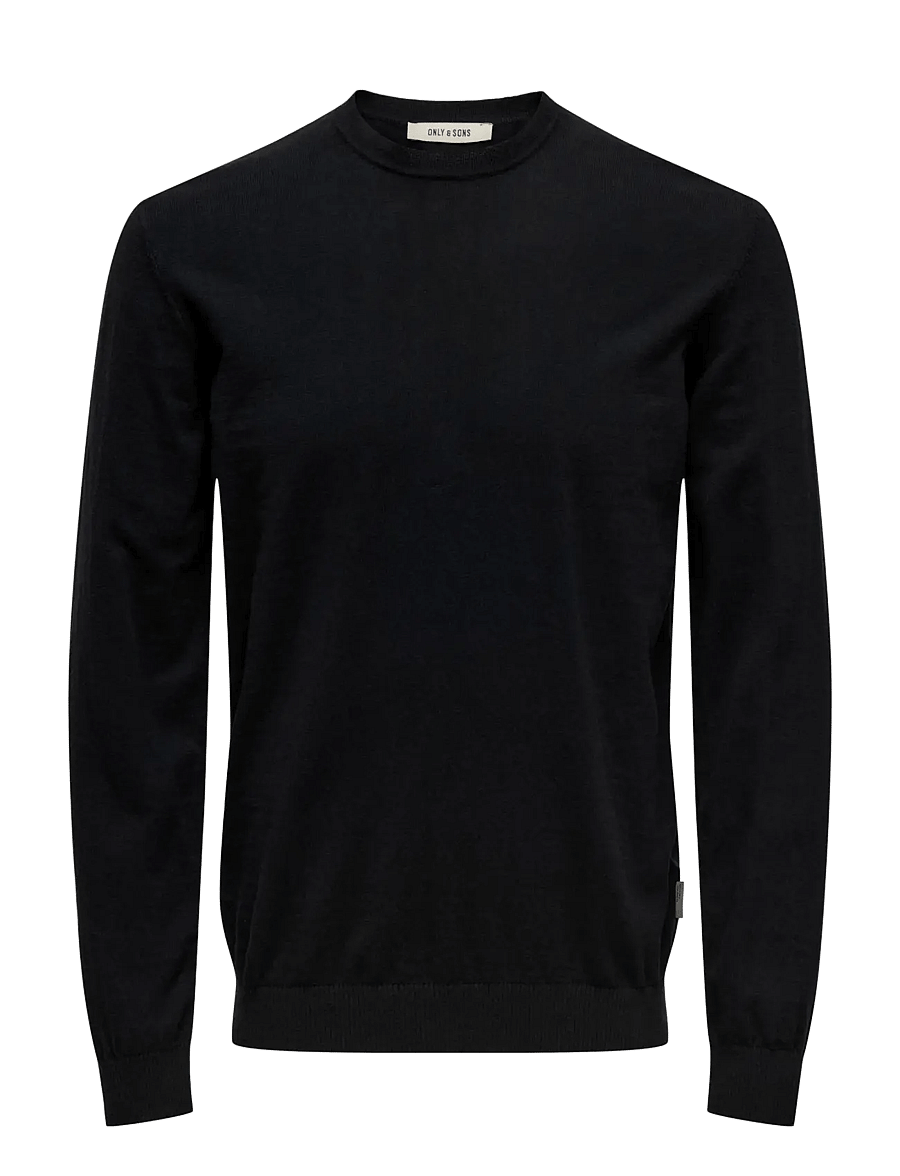ONLY & SONS - ONSLOUI REG 12 MEL CREW KNIT NOOS - kringlótt hálsmál - black - 1