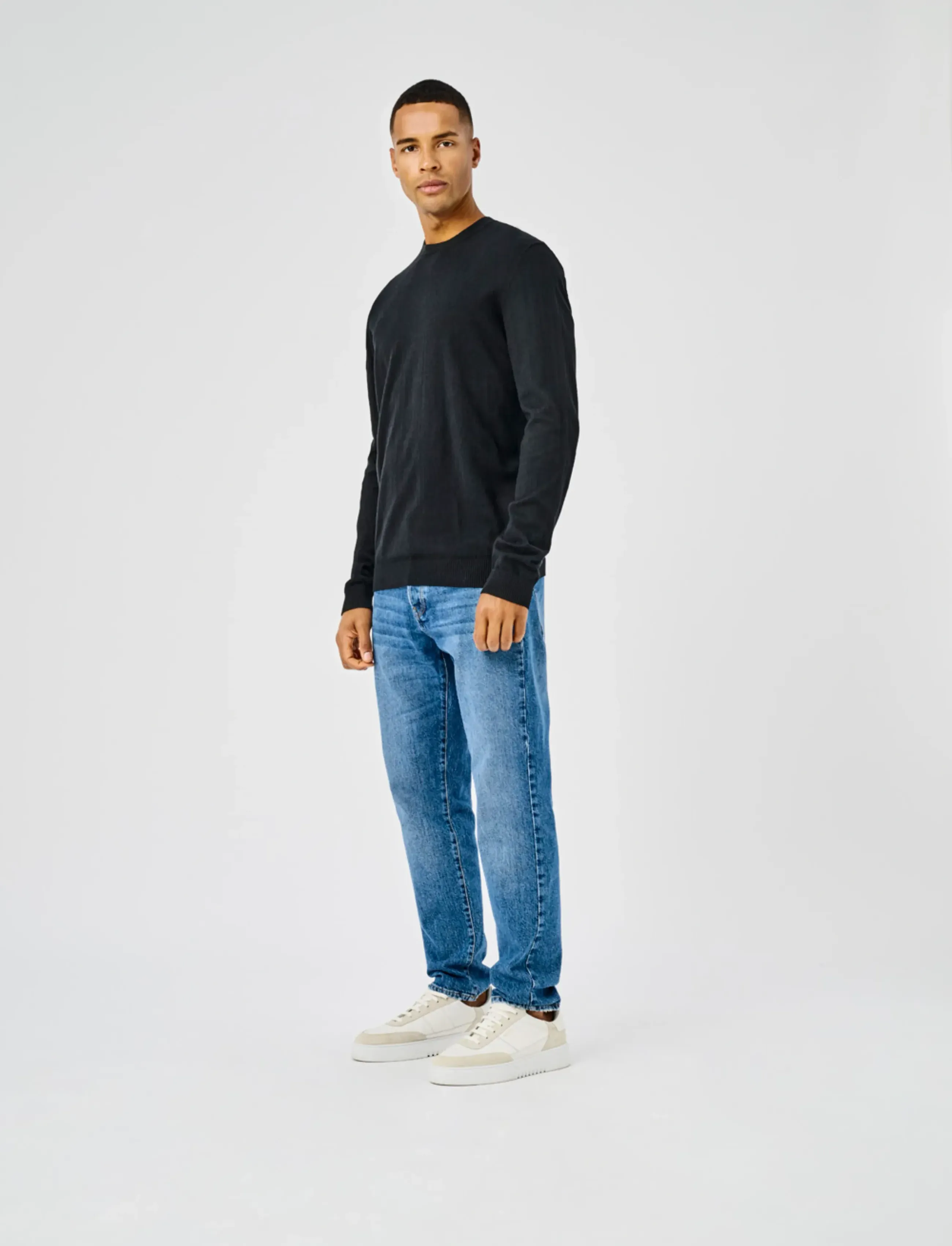 ONLY & SONS ONSLOUI REG 12 MEL CREW KNIT NOOS - Kollektioner - BLACK / black