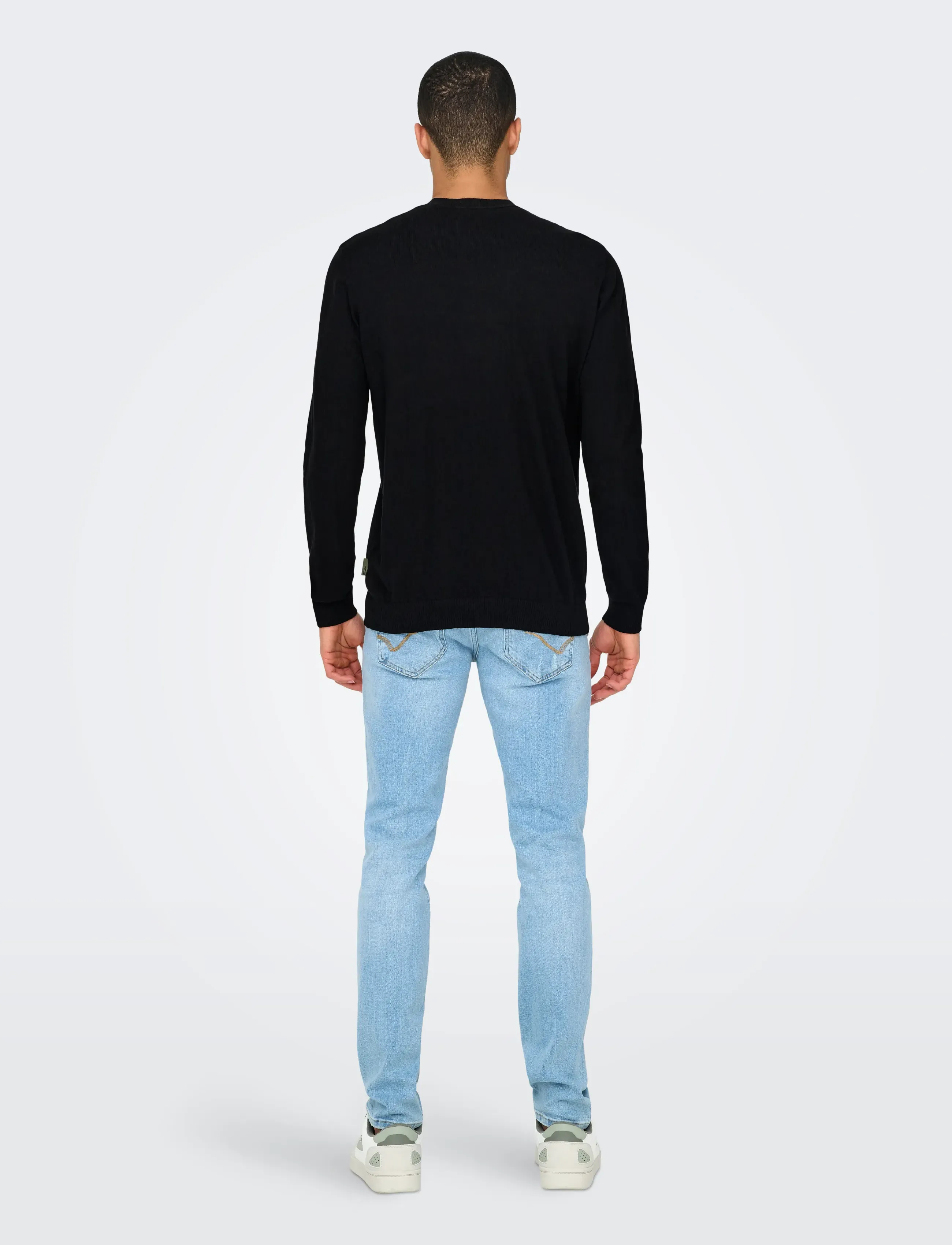 ONLY & SONS - ONSLOUI REG 12 MEL CREW KNIT NOOS - kringlótt hálsmál  - black - 2