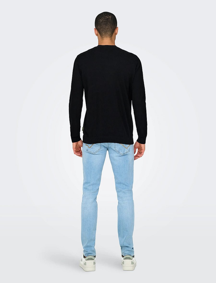 ONLY & SONS - ONSLOUI REG 12 MEL CREW KNIT NOOS - kringlótt hálsmál - black - 2