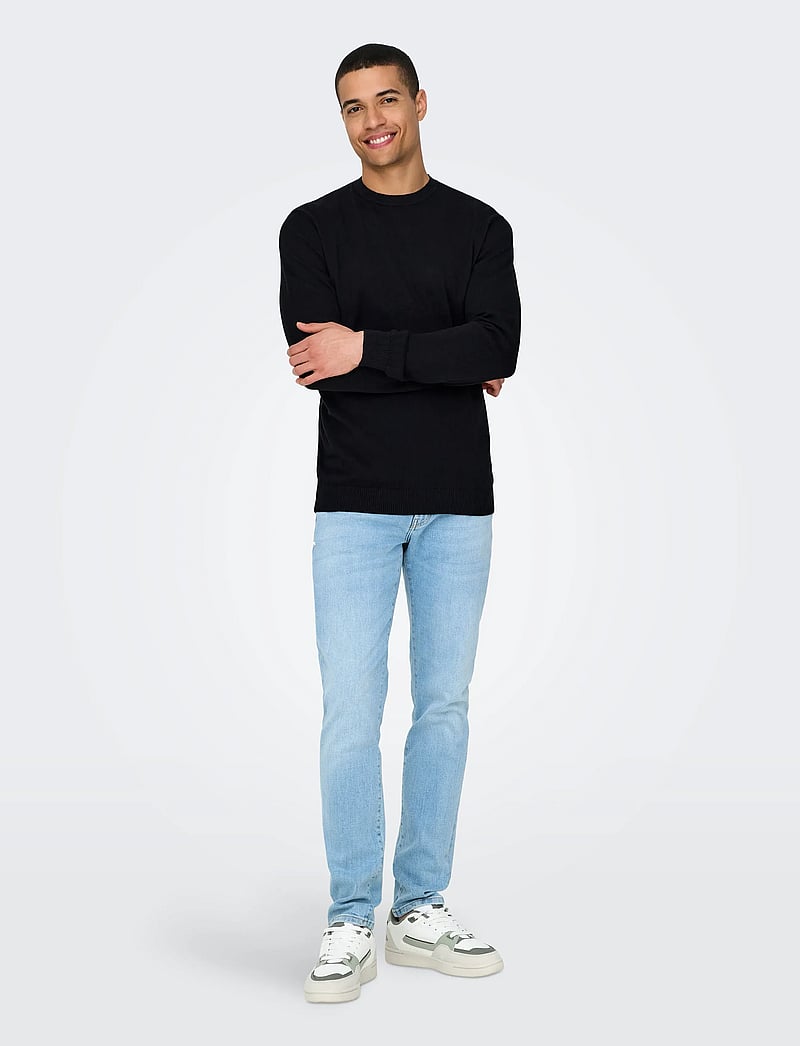 ONLY & SONS - ONSLOUI REG 12 MEL CREW KNIT NOOS - rundhalsad - black - 3
