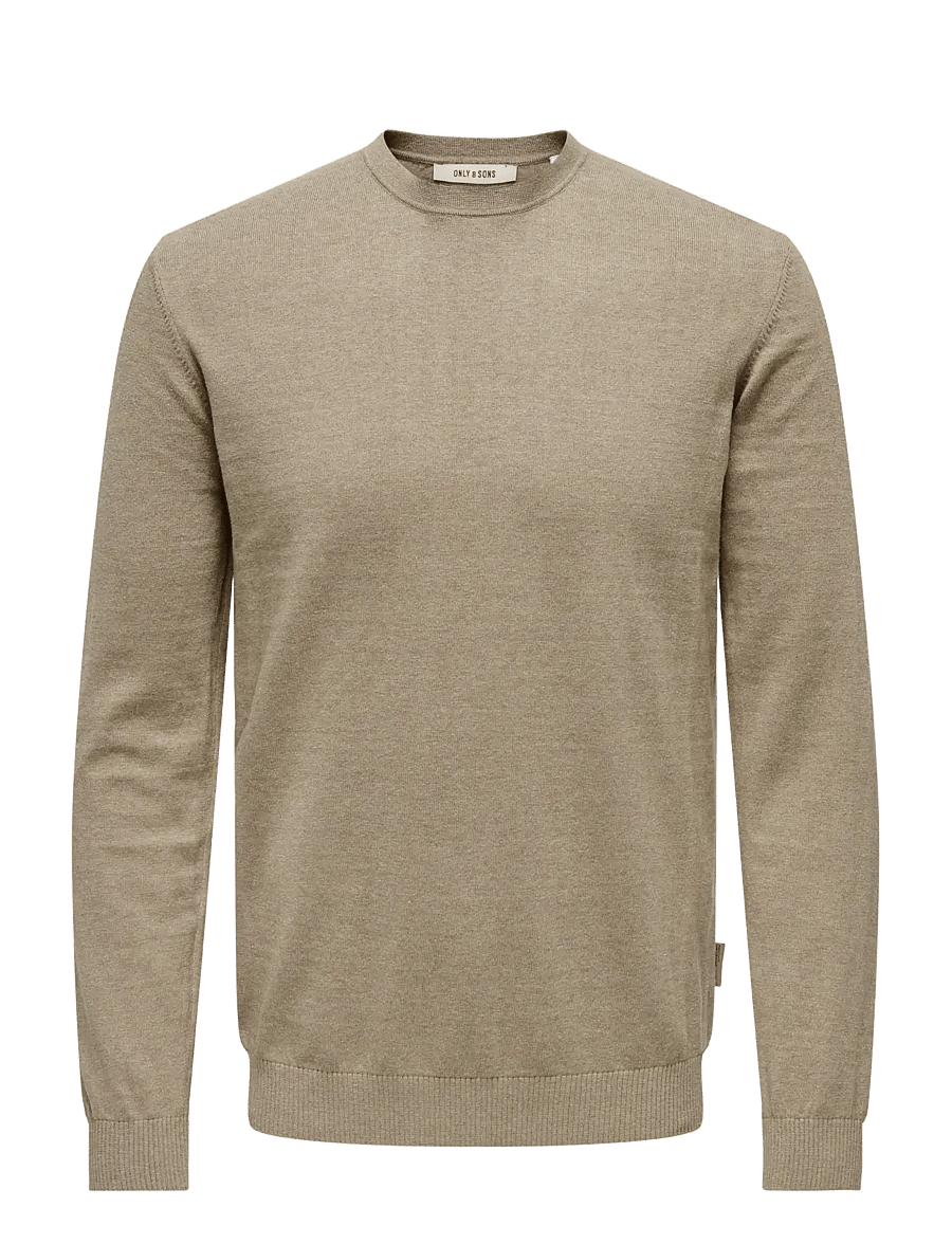 ONLY & SONS - ONSLOUI REG 12 MEL CREW KNIT NOOS - rund hals - desert taupe - 1