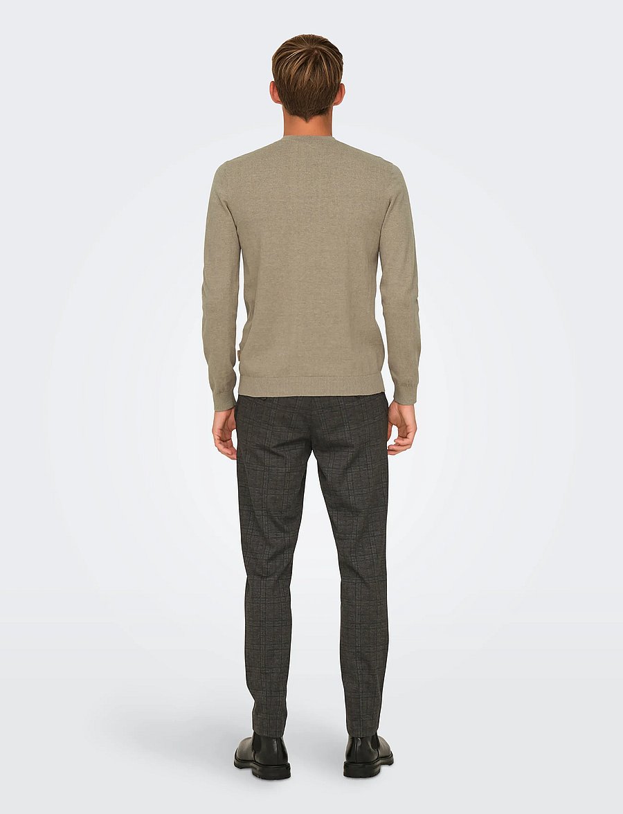 ONLY & SONS - ONSLOUI REG 12 MEL CREW KNIT NOOS - rund hals - desert taupe - 2