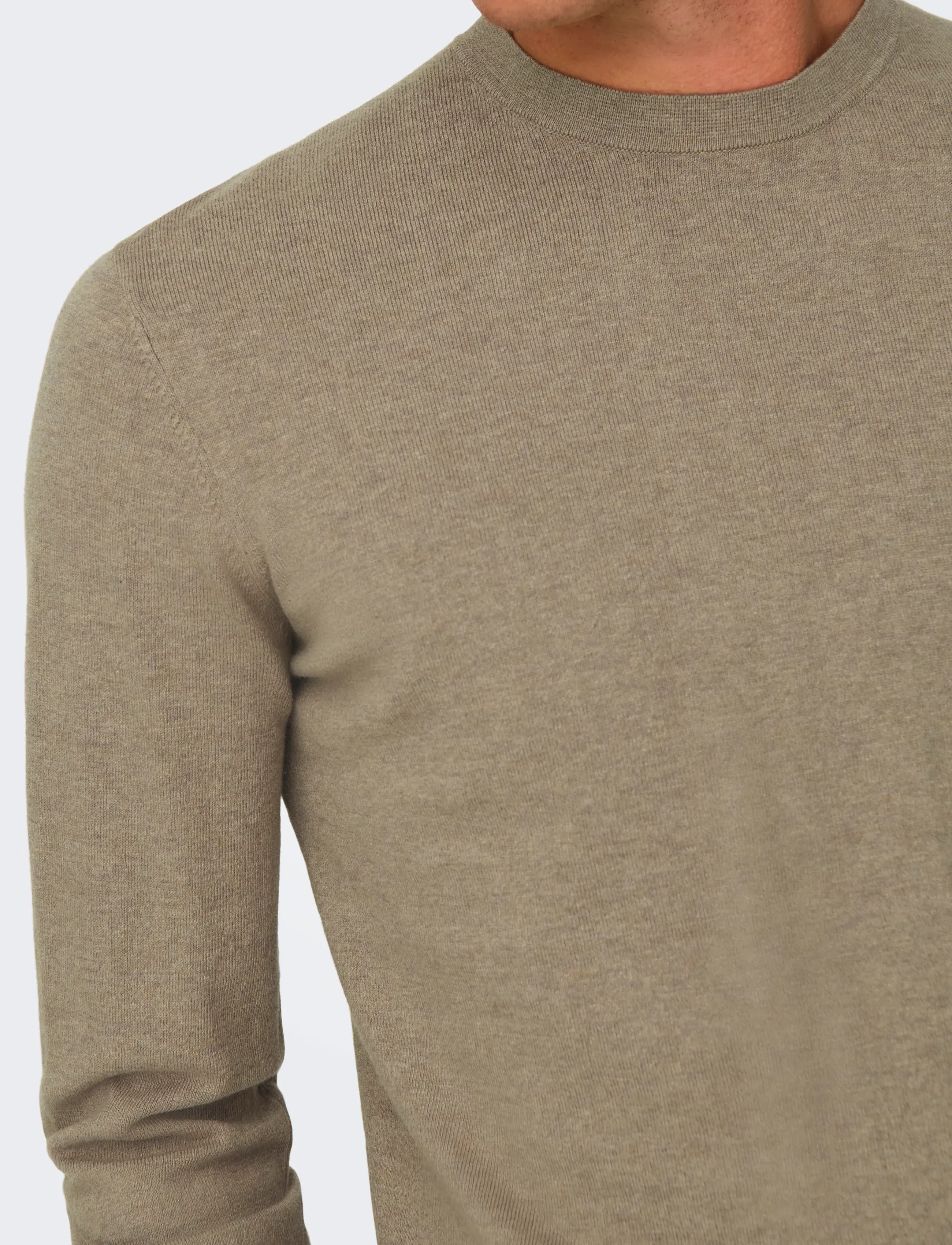 ONLY & SONS - ONSLOUI REG 12 MEL CREW KNIT NOOS - rund hals - desert taupe - 4