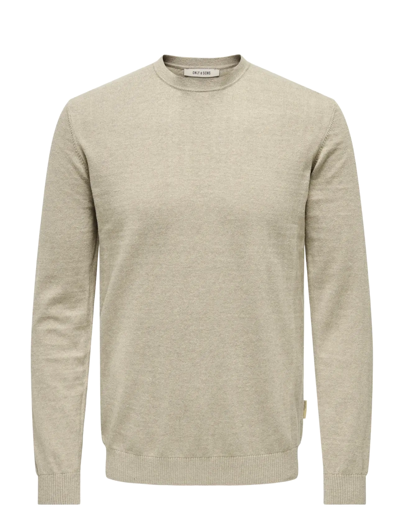 ONLY & SONS Onsloui Reg 12 Mel Crew Knit Noos Beige - S - Herren