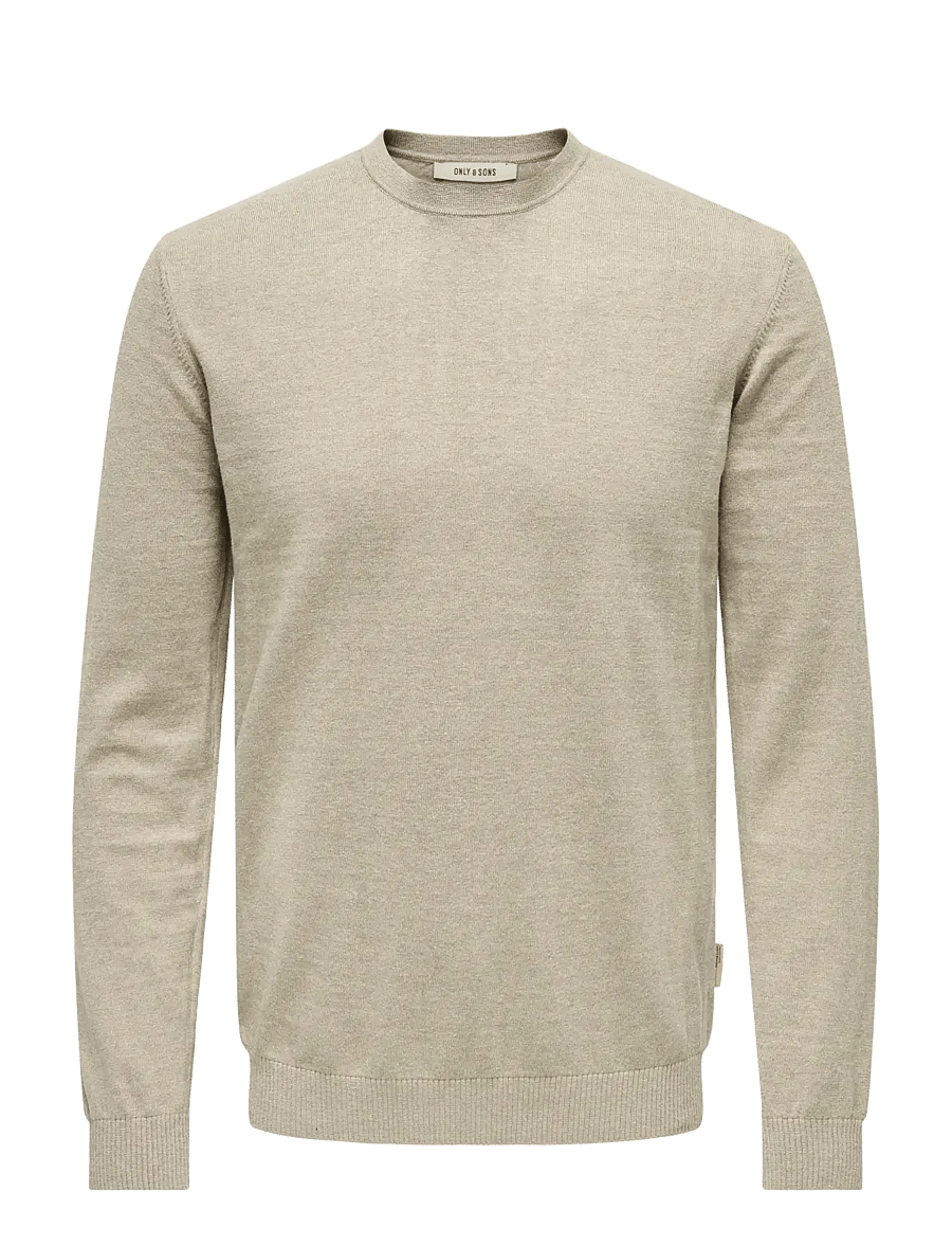 ONLY & SONS - ONSLOUI REG 12 MEL CREW KNIT NOOS - rund hals - oatmeal - 1