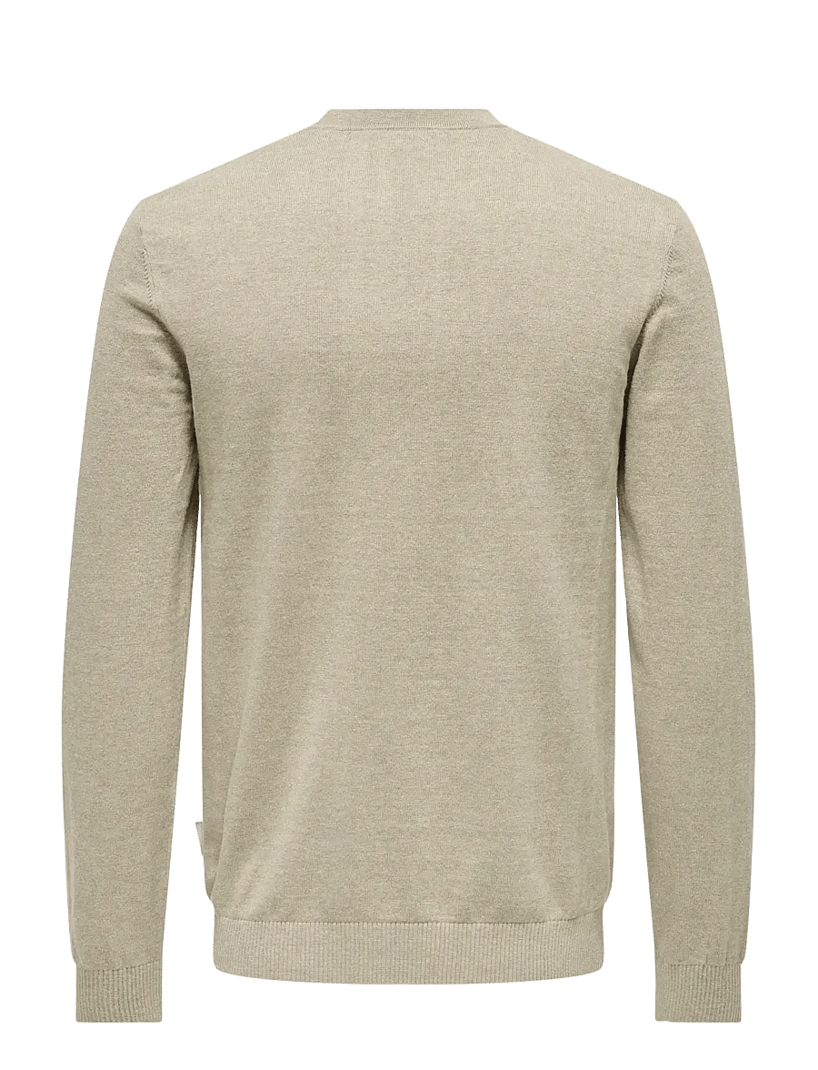 ONLY & SONS - ONSLOUI REG 12 MEL CREW KNIT NOOS - rund hals - oatmeal - 2