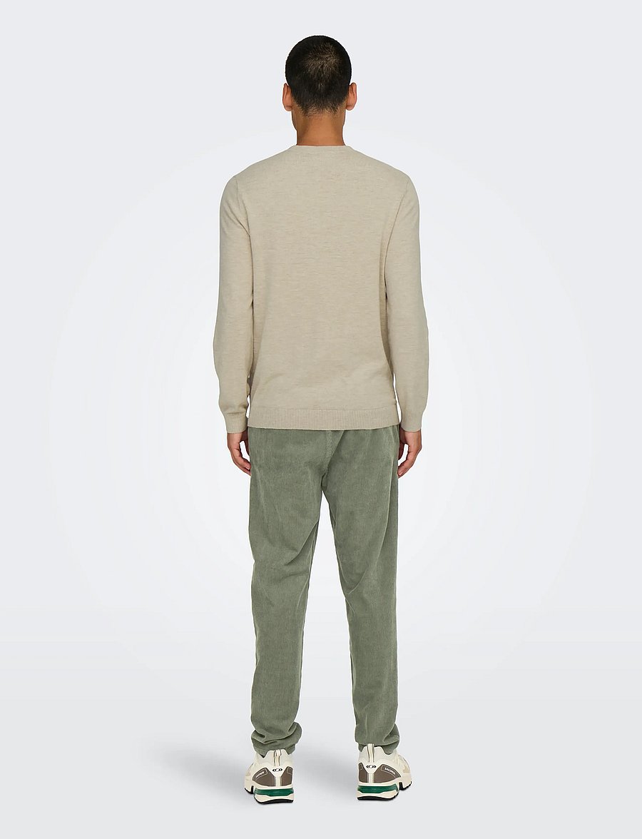 ONLY & SONS - ONSLOUI REG 12 MEL CREW KNIT NOOS - rund hals - oatmeal - 3
