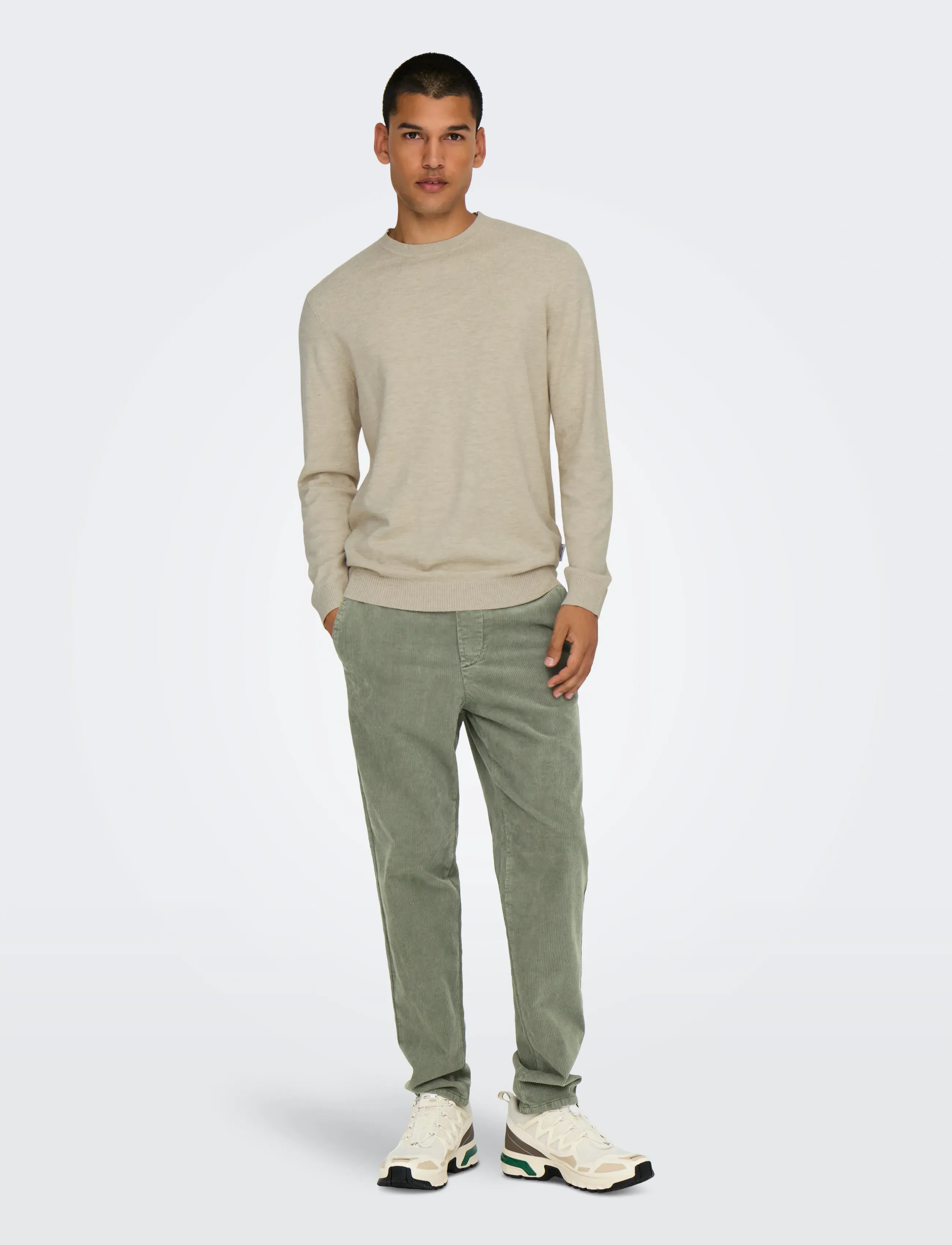 ONLY & SONS - ONSLOUI REG 12 MEL CREW KNIT NOOS - rund hals - oatmeal - 4