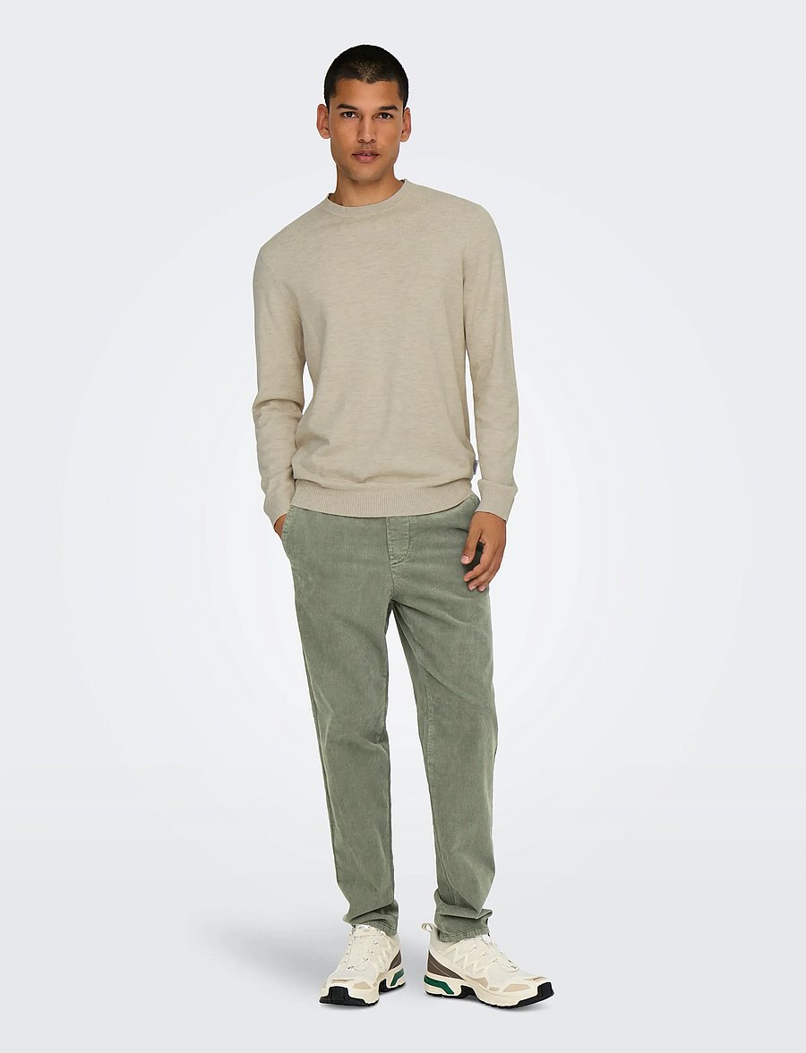ONLY & SONS - ONSLOUI REG 12 MEL CREW KNIT NOOS - rund hals - oatmeal - 4
