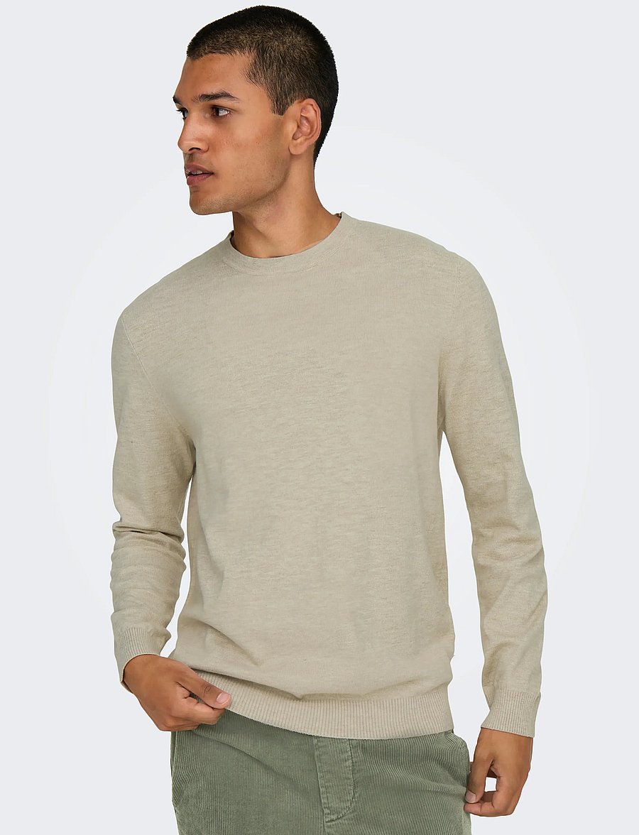 ONLY & SONS - ONSLOUI REG 12 MEL CREW KNIT NOOS - rund hals - oatmeal - 5