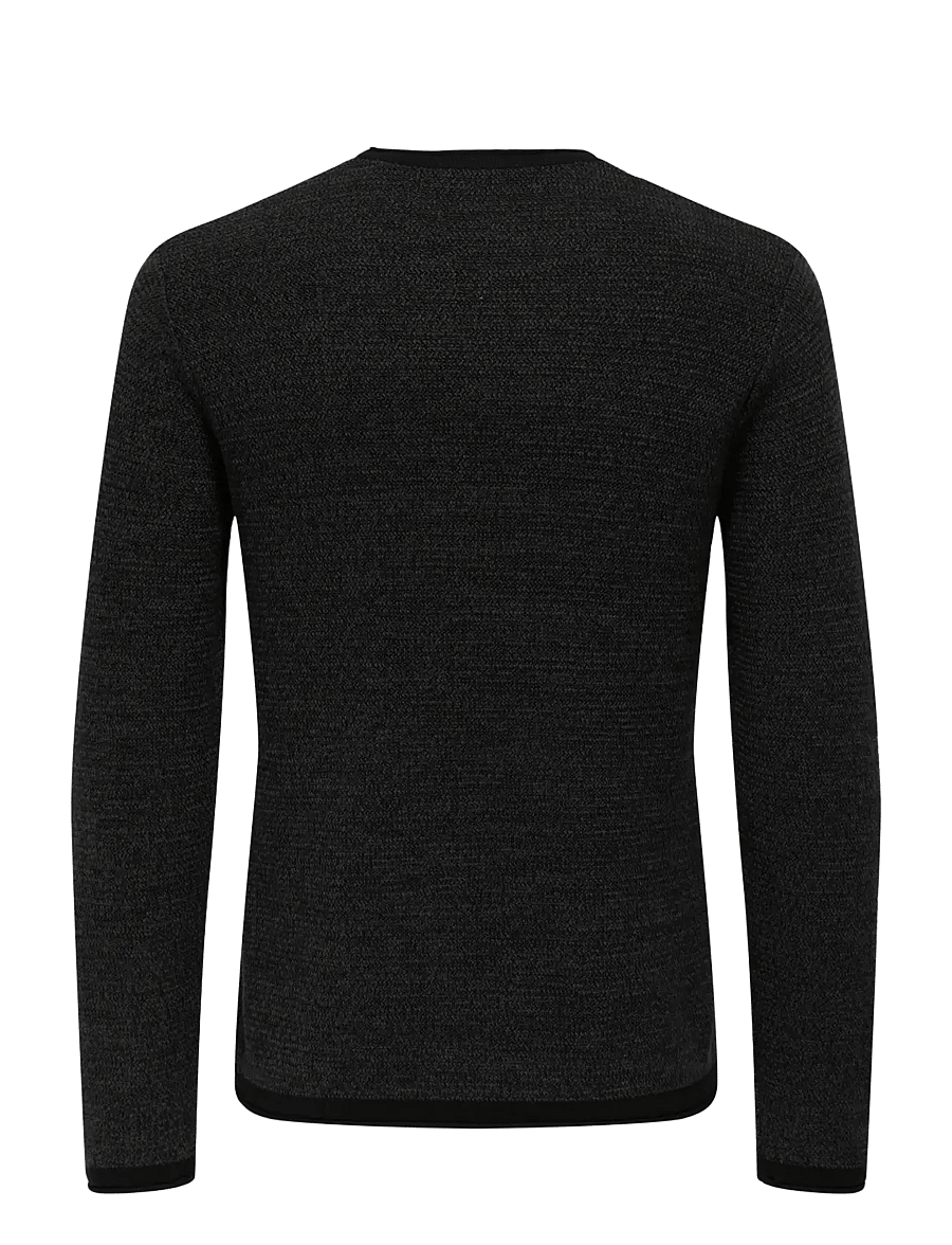 ONLY & SONS - ONSERIC REG 12 STRUC CREW KNIT NOOS - Ümara kaelusega - black - 2