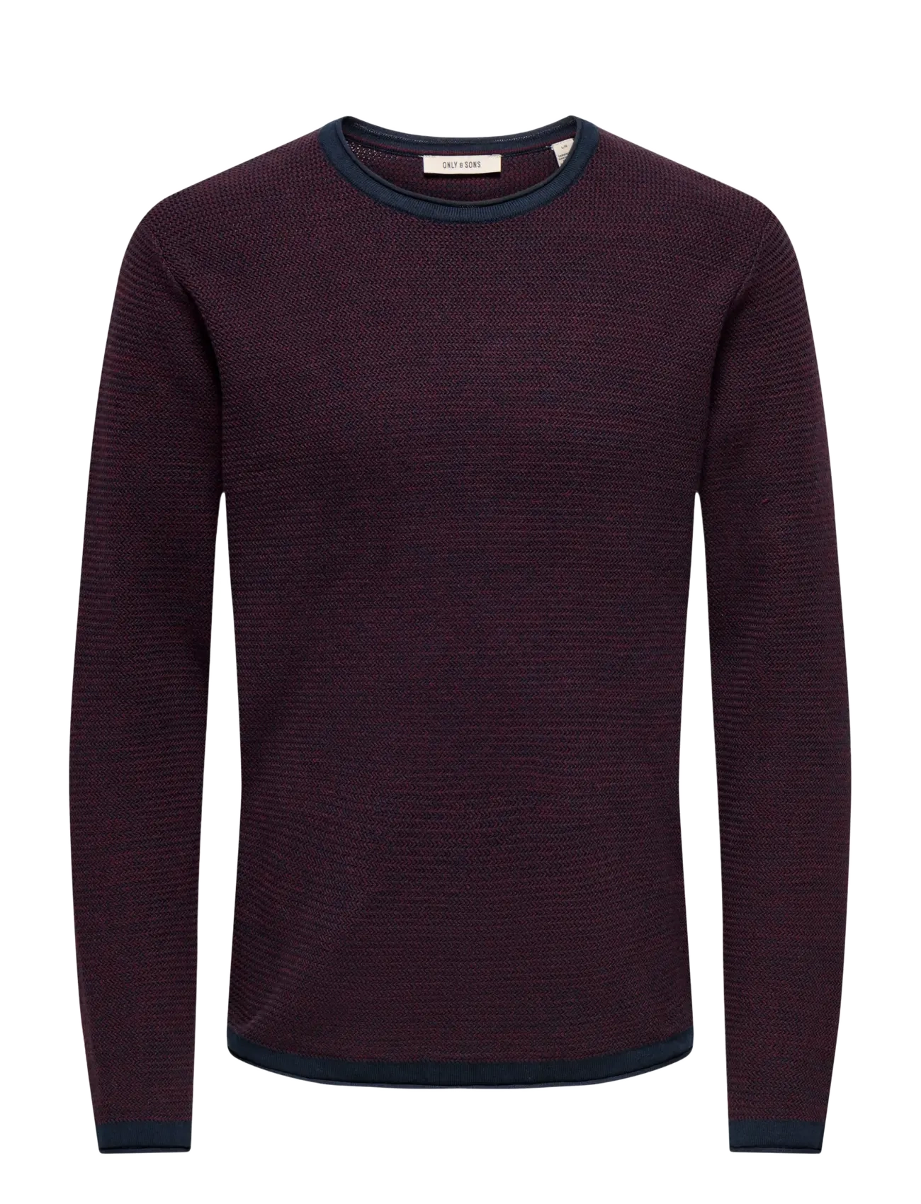 ONLY & SONS ONSERIC REG 12 STRUC CREW KNIT NOOS - Tøj - DARK SAPPHIRE / burgundy