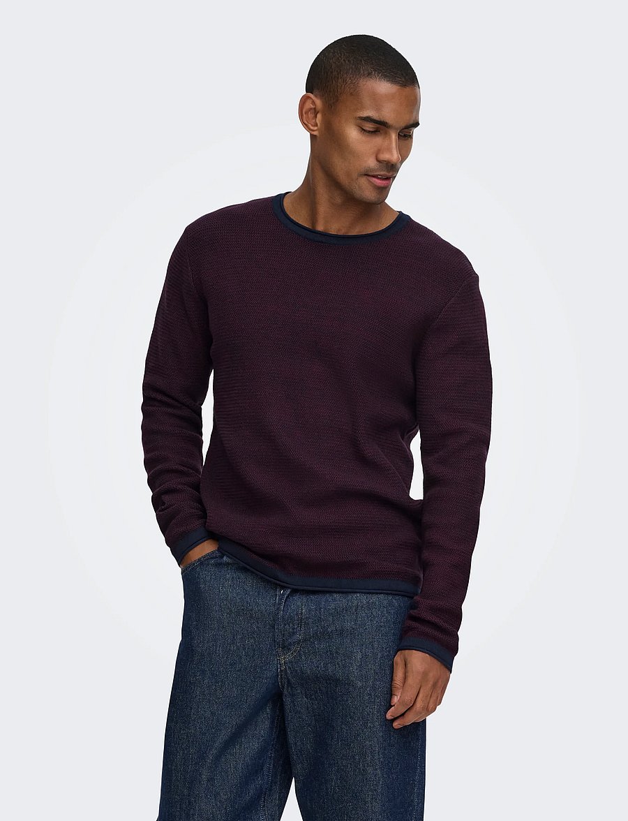 ONLY & SONS - ONSERIC REG 12 STRUC CREW KNIT NOOS - dark sapphire - 0