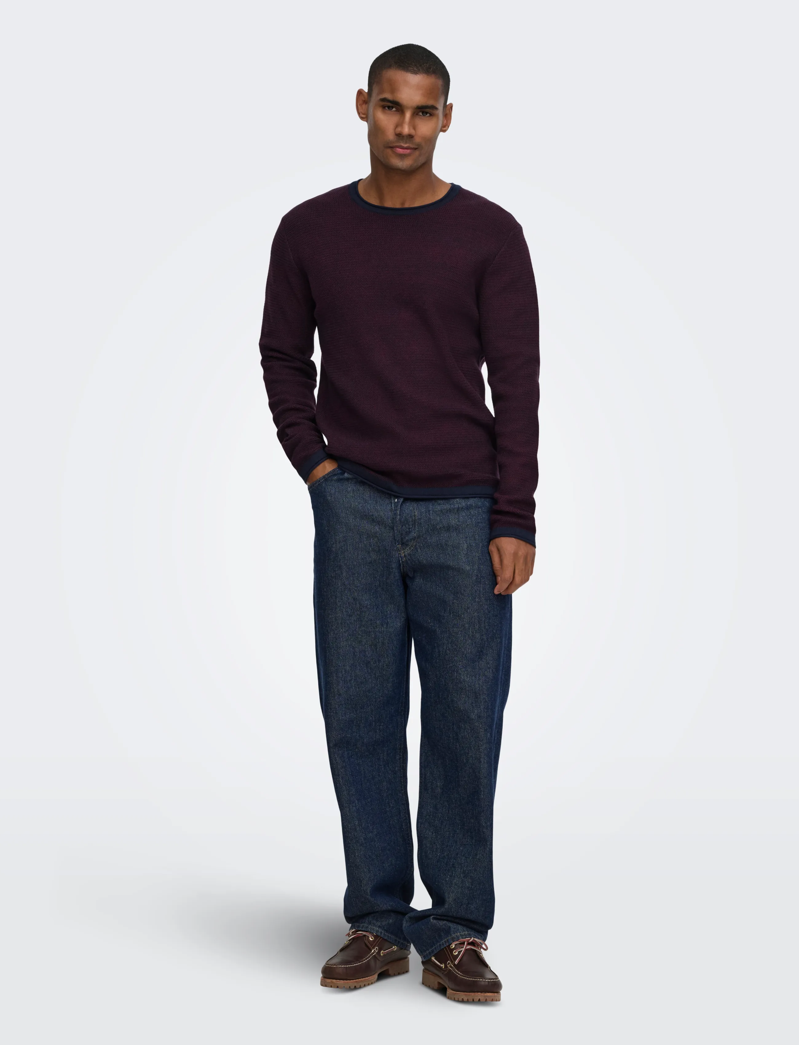 ONLY & SONS - ONSERIC REG 12 STRUC CREW KNIT NOOS - dark sapphire - 4