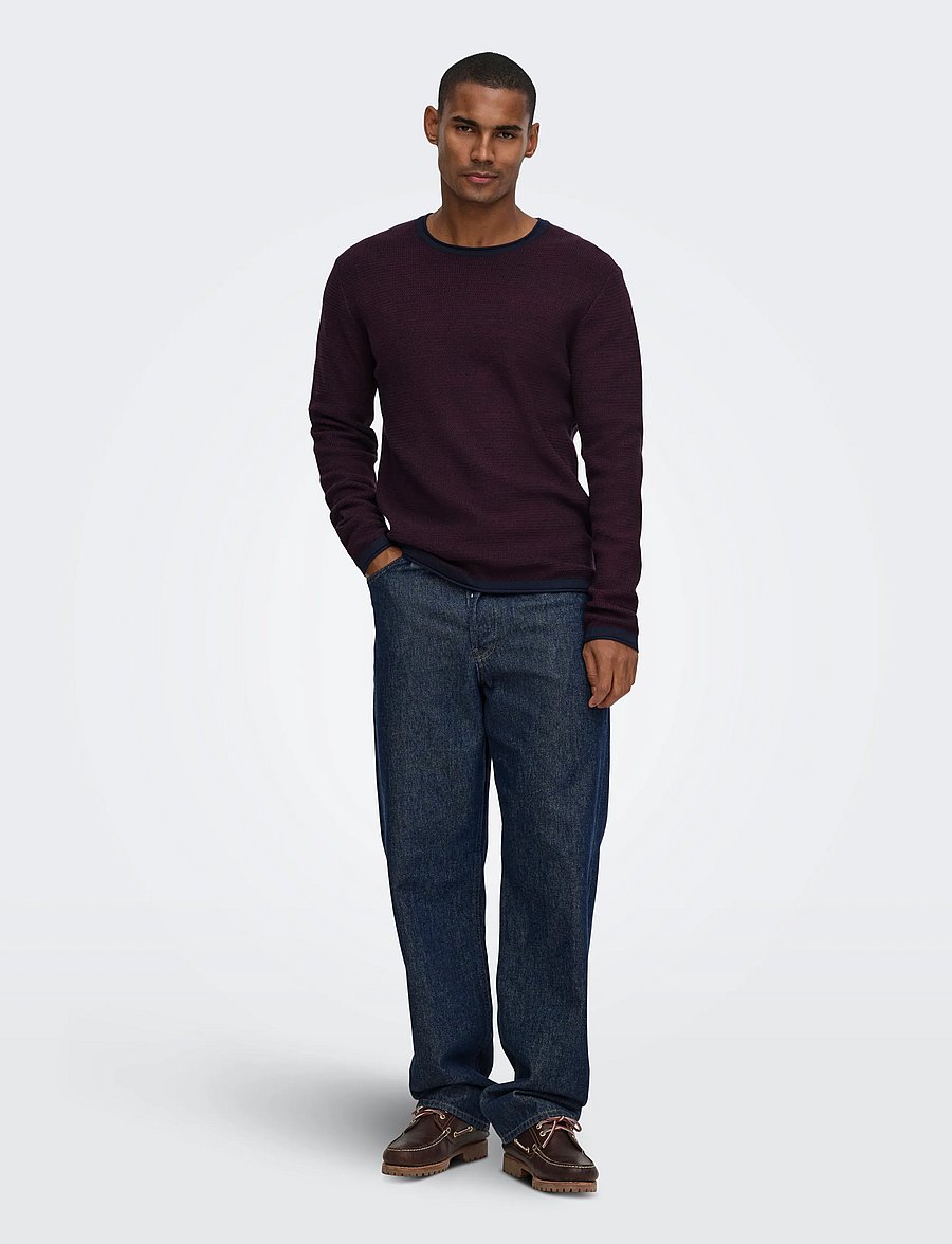 ONLY & SONS - ONSERIC REG 12 STRUC CREW KNIT NOOS - dark sapphire - 4