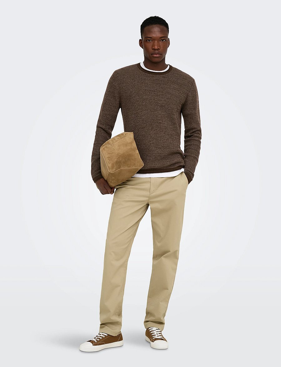 ONLY & SONS - ONSERIC REG 12 STRUC CREW KNIT NOOS - demitasse - 4