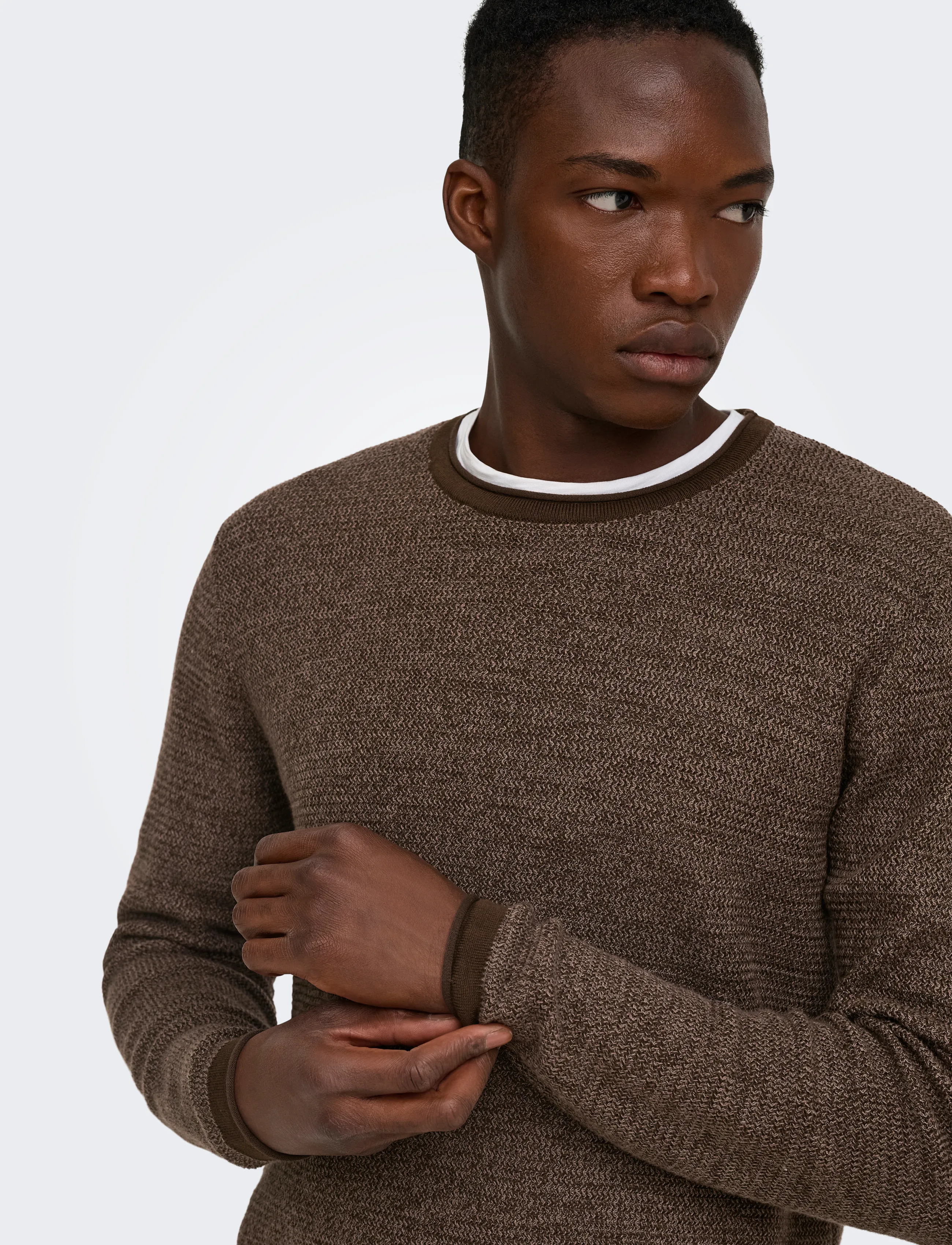 ONLY & SONS - ONSERIC REG 12 STRUC CREW KNIT NOOS - demitasse - 5