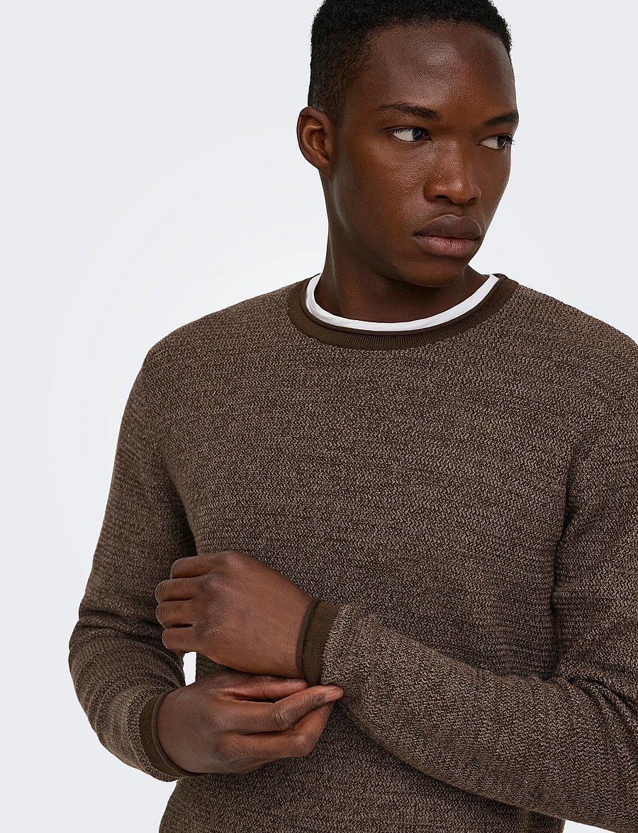 ONLY & SONS - ONSERIC REG 12 STRUC CREW KNIT NOOS - demitasse - 5
