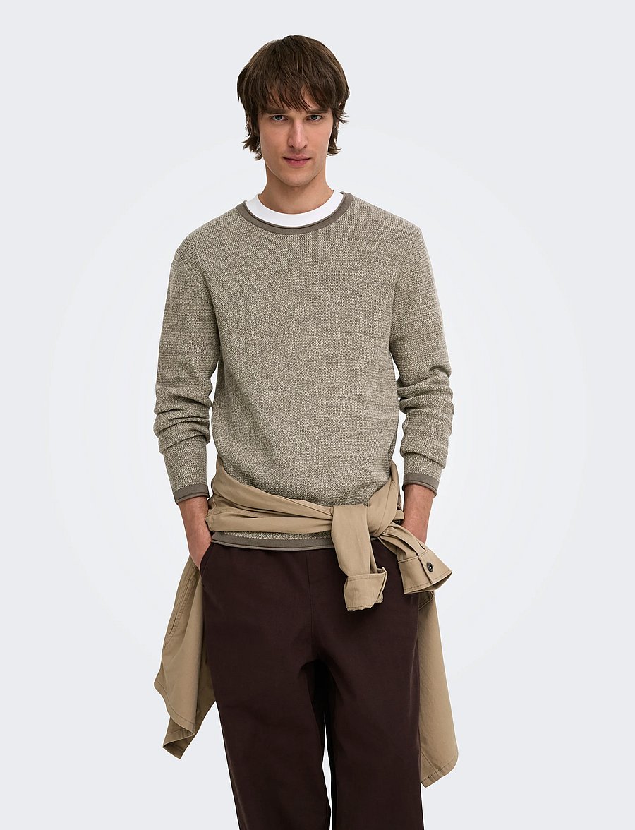 ONLY & SONS - ONSERIC REG 12 STRUC CREW KNIT NOOS - falcon - 0
