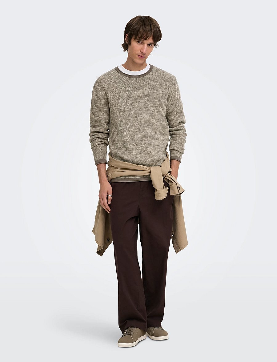 ONLY & SONS - ONSERIC REG 12 STRUC CREW KNIT NOOS - falcon - 4