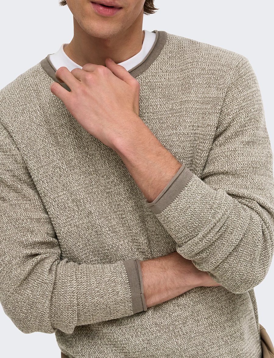 ONLY & SONS - ONSERIC REG 12 STRUC CREW KNIT NOOS - falcon - 5