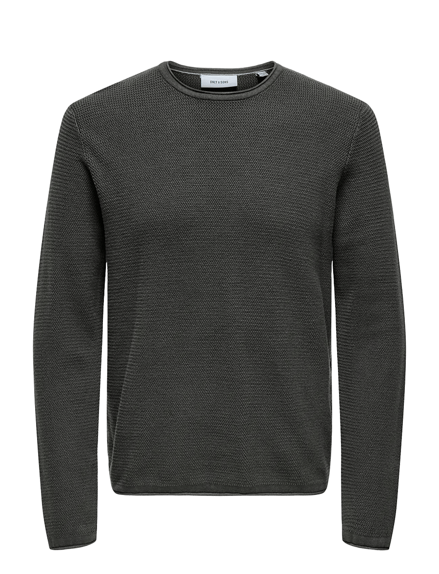 ONLY & SONS - ONSERIC REG 12 STRUC CREW KNIT NOOS - grey pinstripe - 1