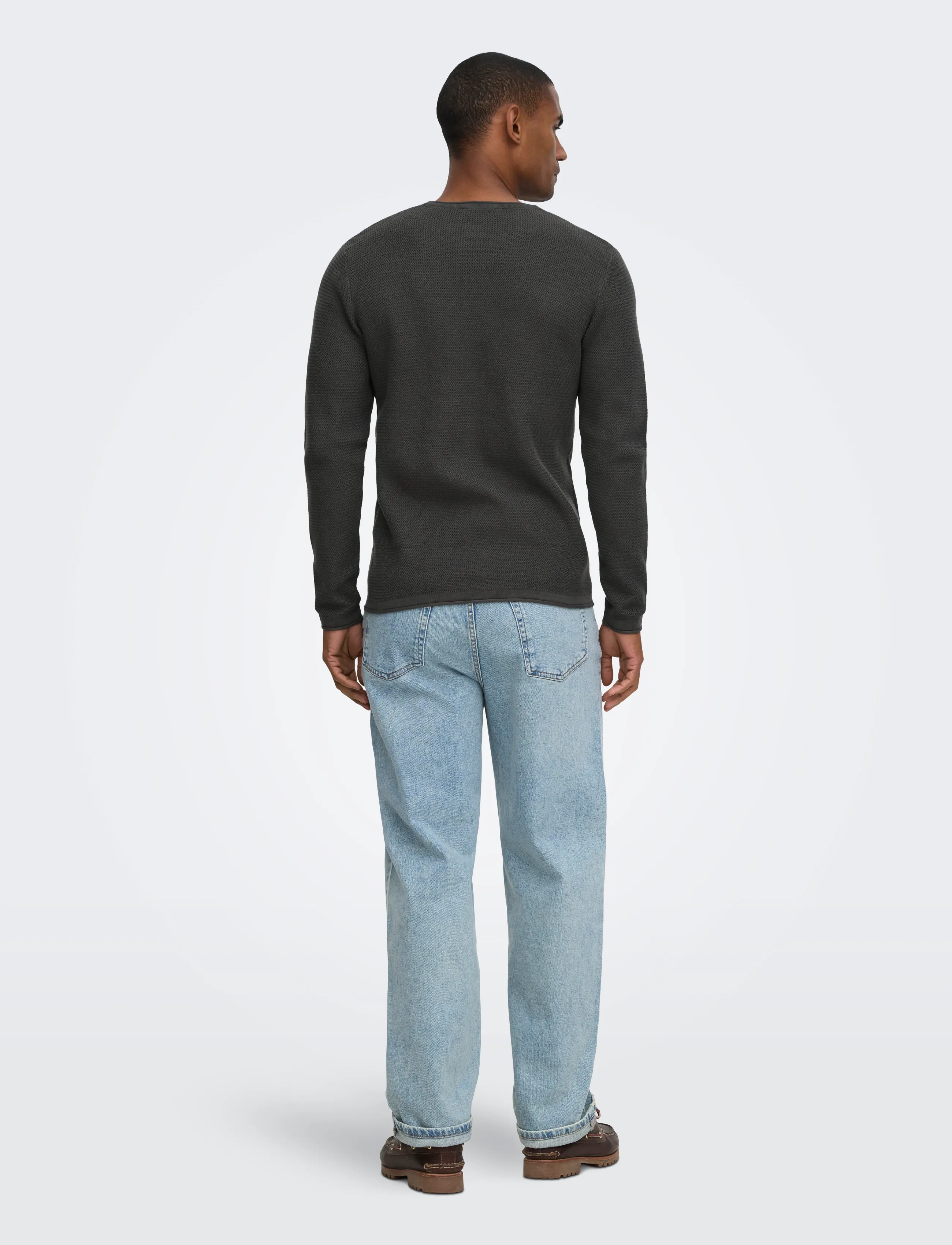 ONLY & SONS - ONSERIC REG 12 STRUC CREW KNIT NOOS - grey pinstripe - 3
