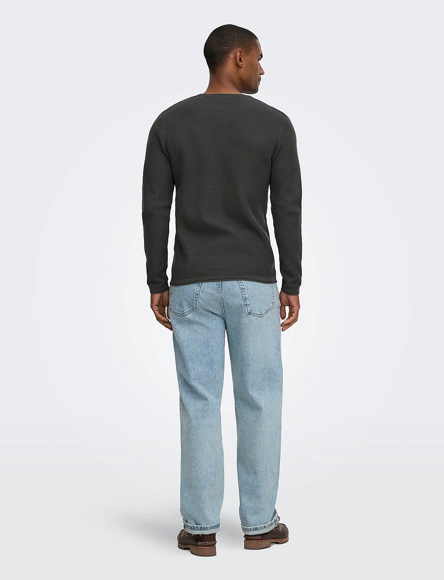 ONLY & SONS - ONSERIC REG 12 STRUC CREW KNIT NOOS - grey pinstripe - 3