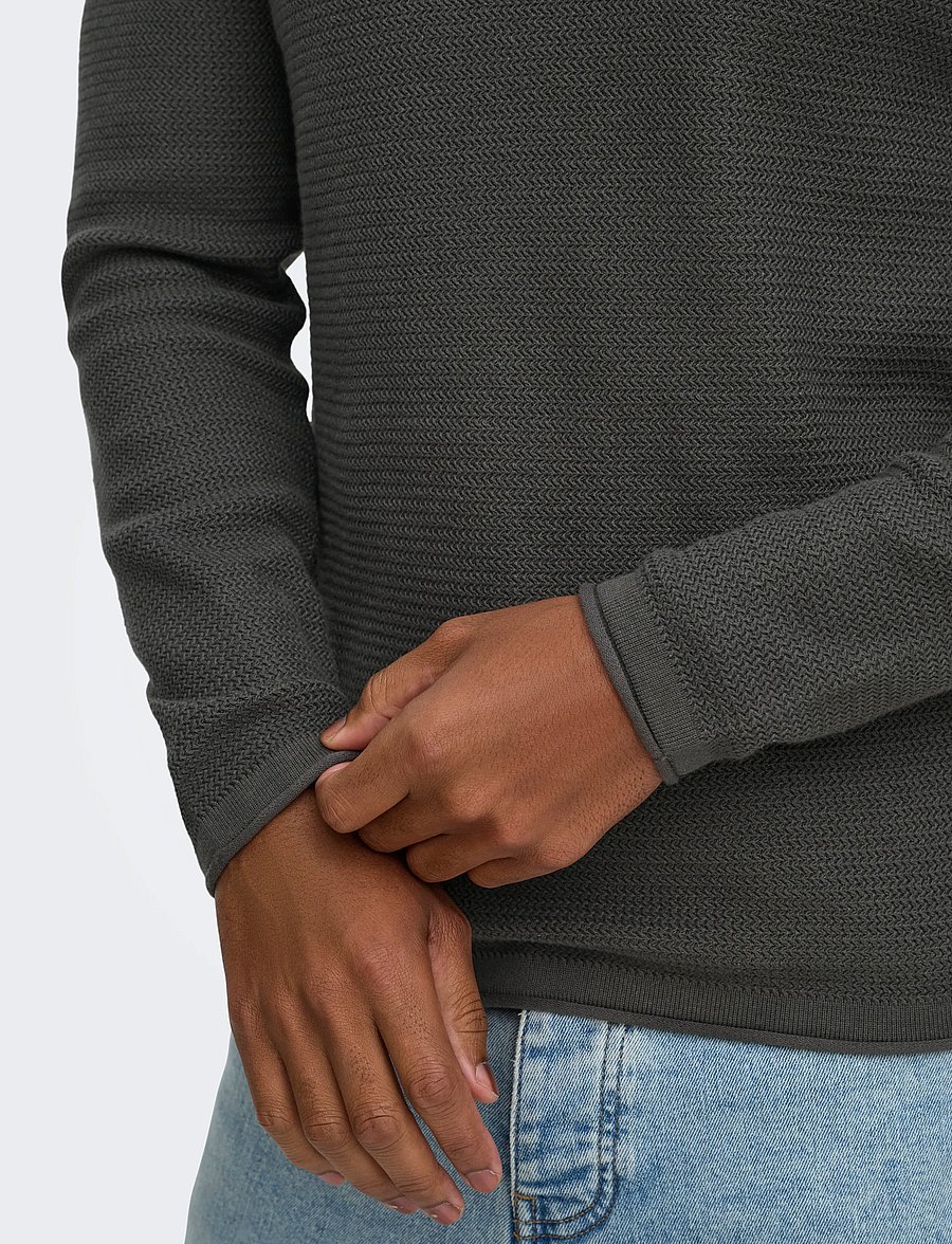 ONLY & SONS - ONSERIC REG 12 STRUC CREW KNIT NOOS - grey pinstripe - 5