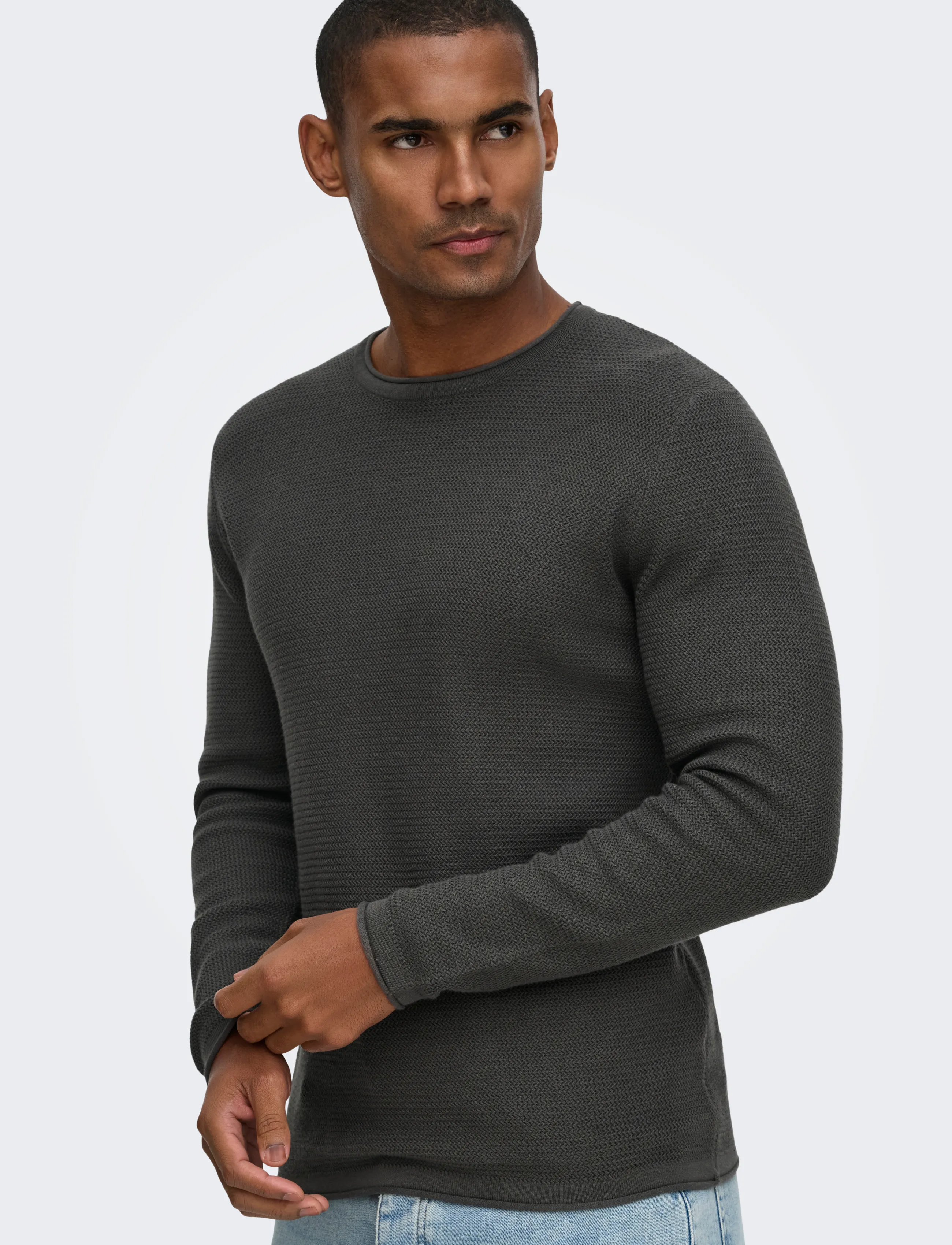ONLY & SONS Onseric Reg 12 Struc Crew Knit Noos stickade tröjor herr – bild 6
