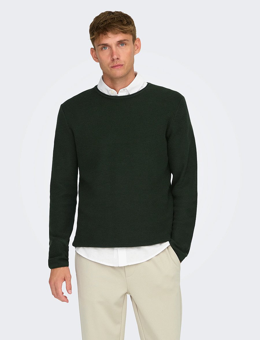 ONLY & SONS - ONSERIC REG 12 STRUC CREW KNIT NOOS - Ümara kaelusega - rosin - 0