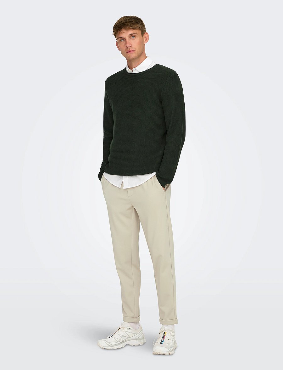 ONLY & SONS - ONSERIC REG 12 STRUC CREW KNIT NOOS - Ümara kaelusega - rosin - 4