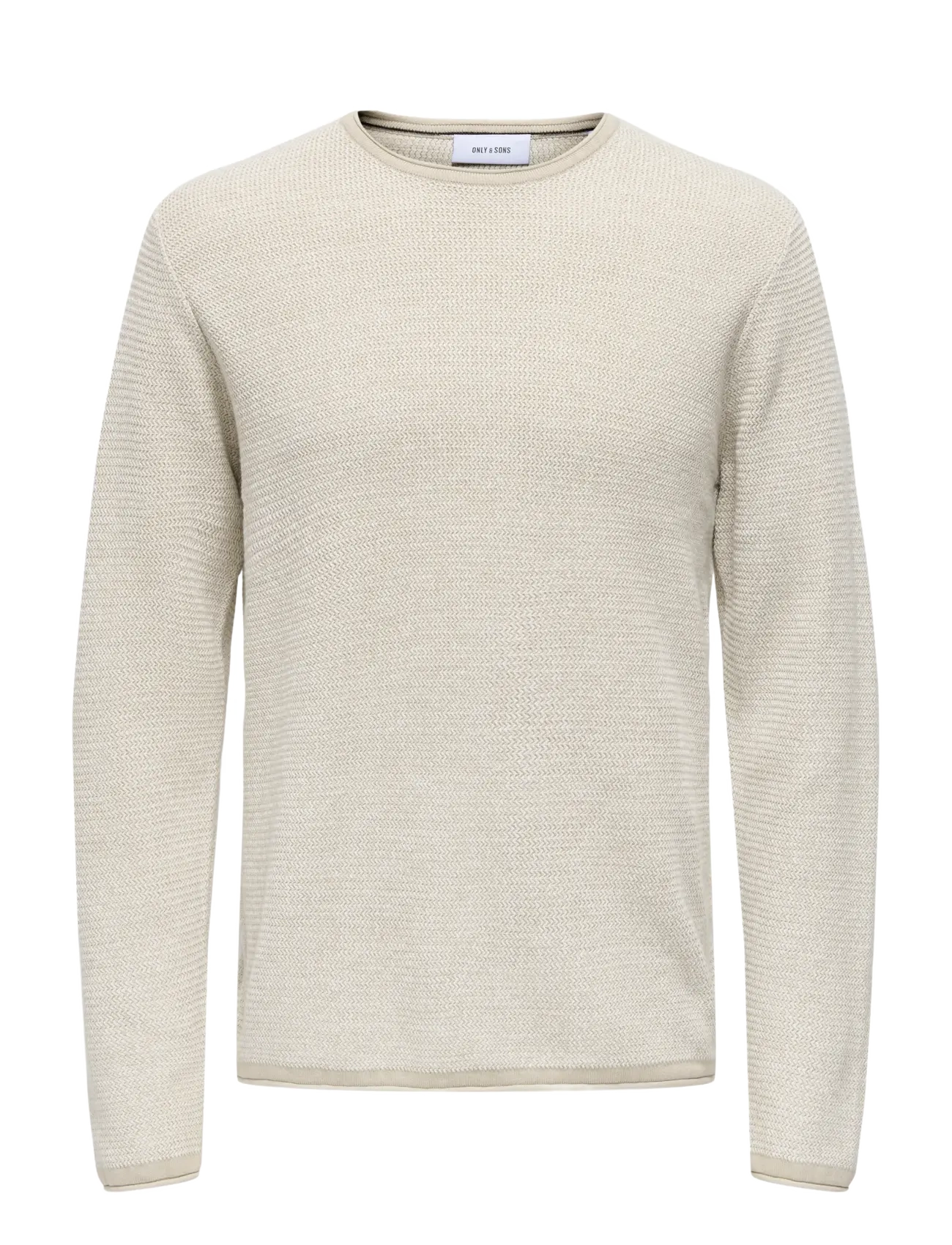 ONLY & SONS ONSERIC REG 12 STRUC CREW KNIT NOOS - Ümara kaelusega - SILVER LINING / beige