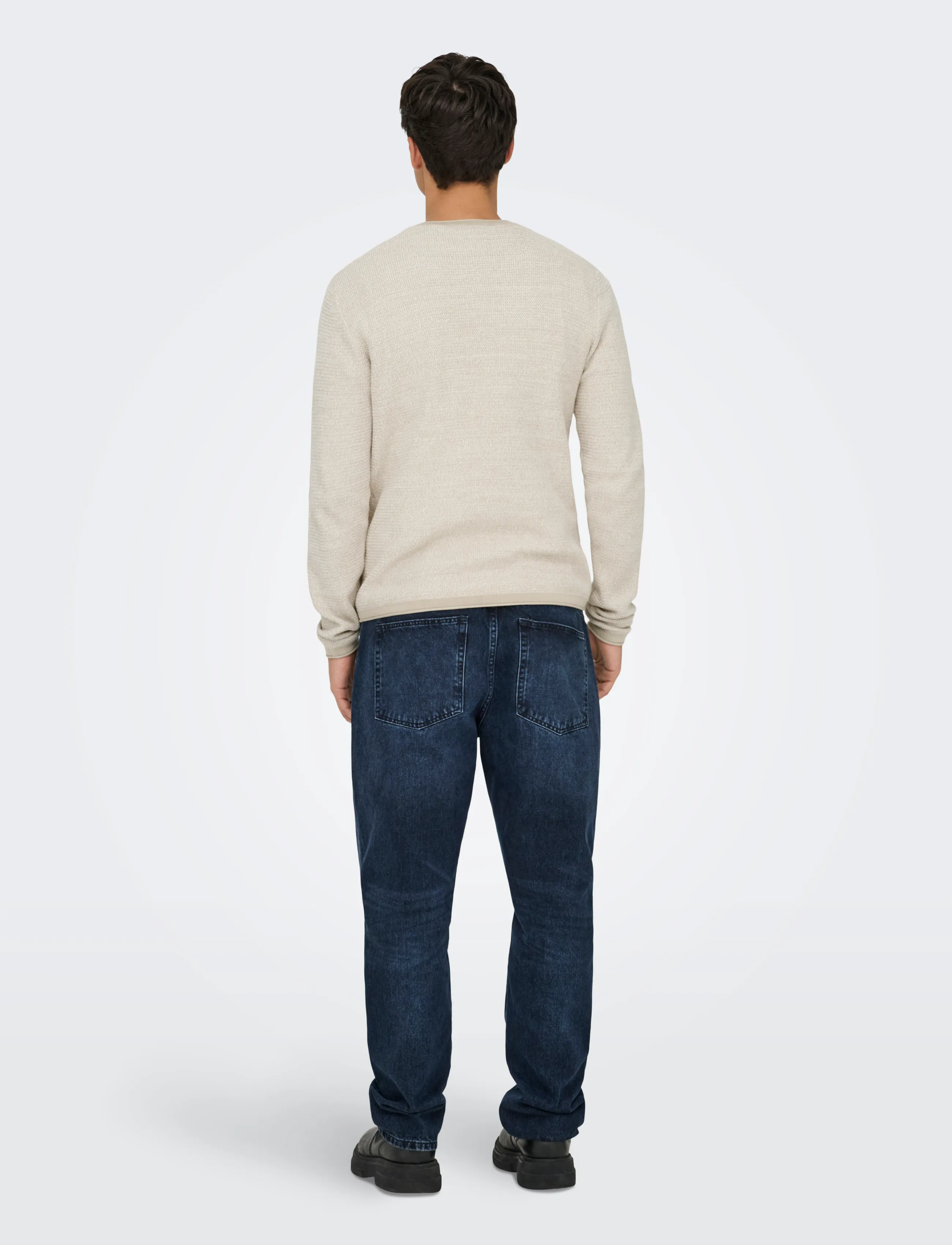 ONLY & SONS - ONSERIC REG 12 STRUC CREW KNIT NOOS - Ümara kaelusega - silver lining - 3