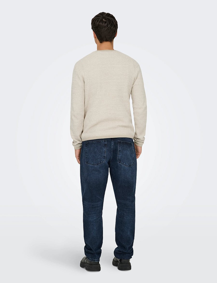 ONLY & SONS - ONSERIC REG 12 STRUC CREW KNIT NOOS - Ümara kaelusega - silver lining - 3