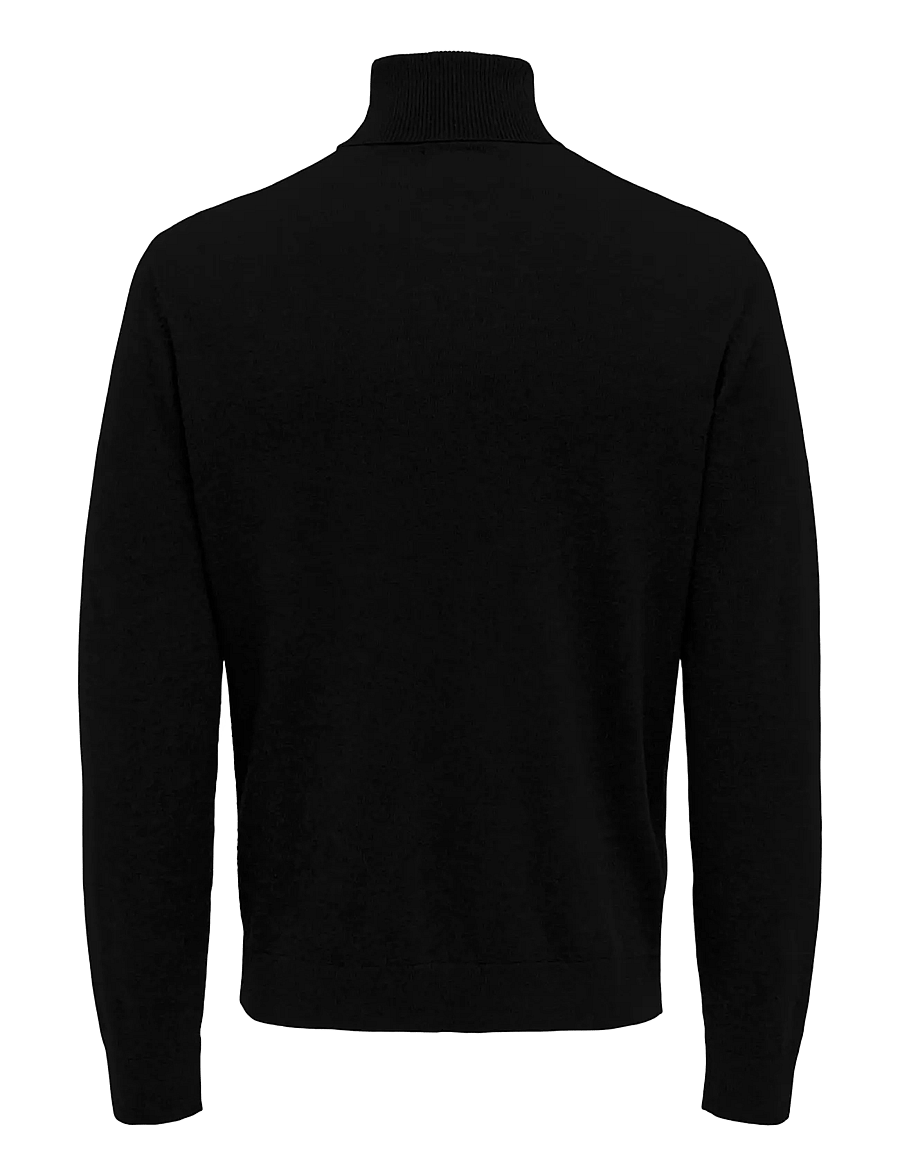 ONLY & SONS - ONSLOUI REG 12 MEL ROLL KNIT NOOS - kõrge kaelusega - black - 2