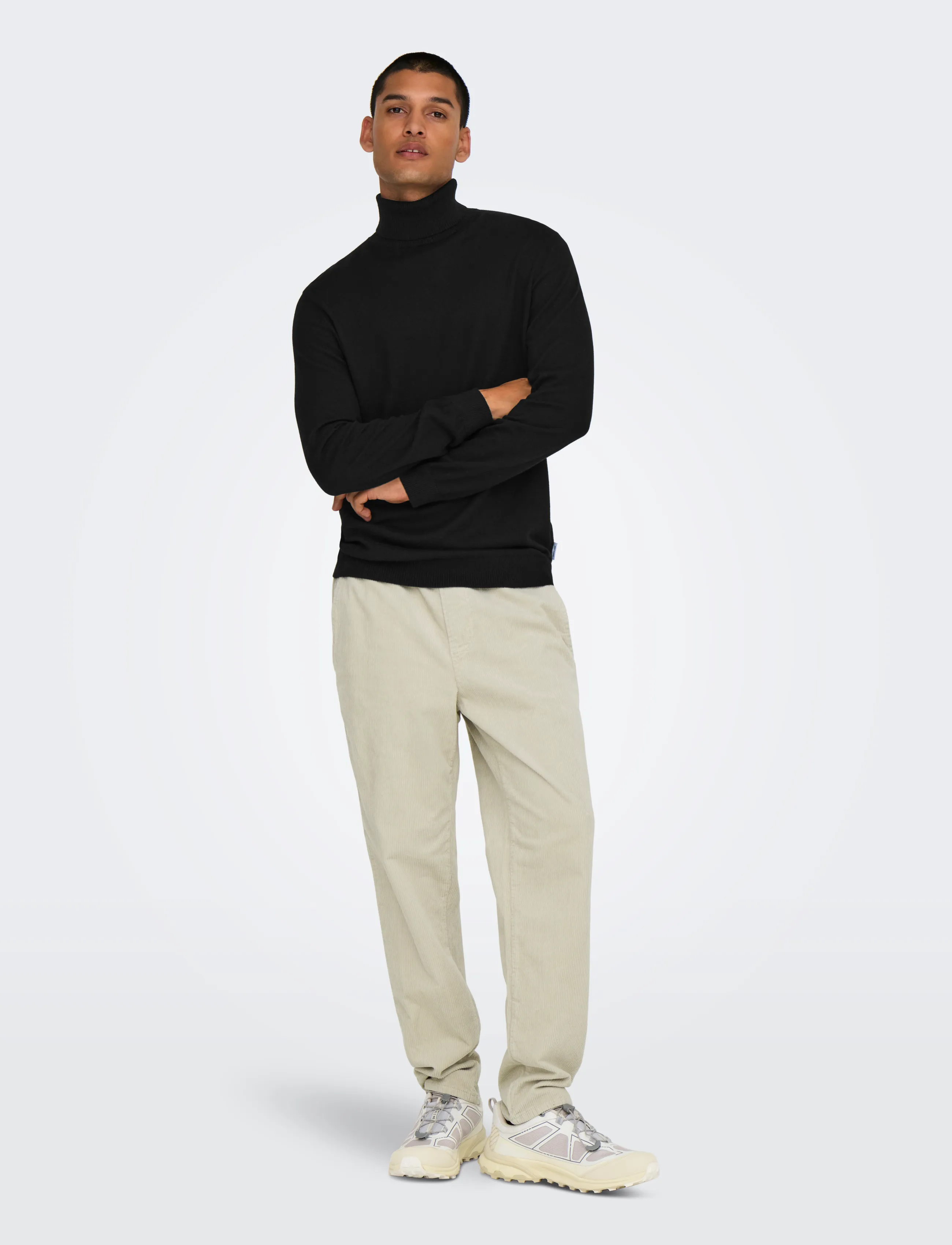 ONLY & SONS - ONSLOUI REG 12 MEL ROLL KNIT NOOS - black - 4