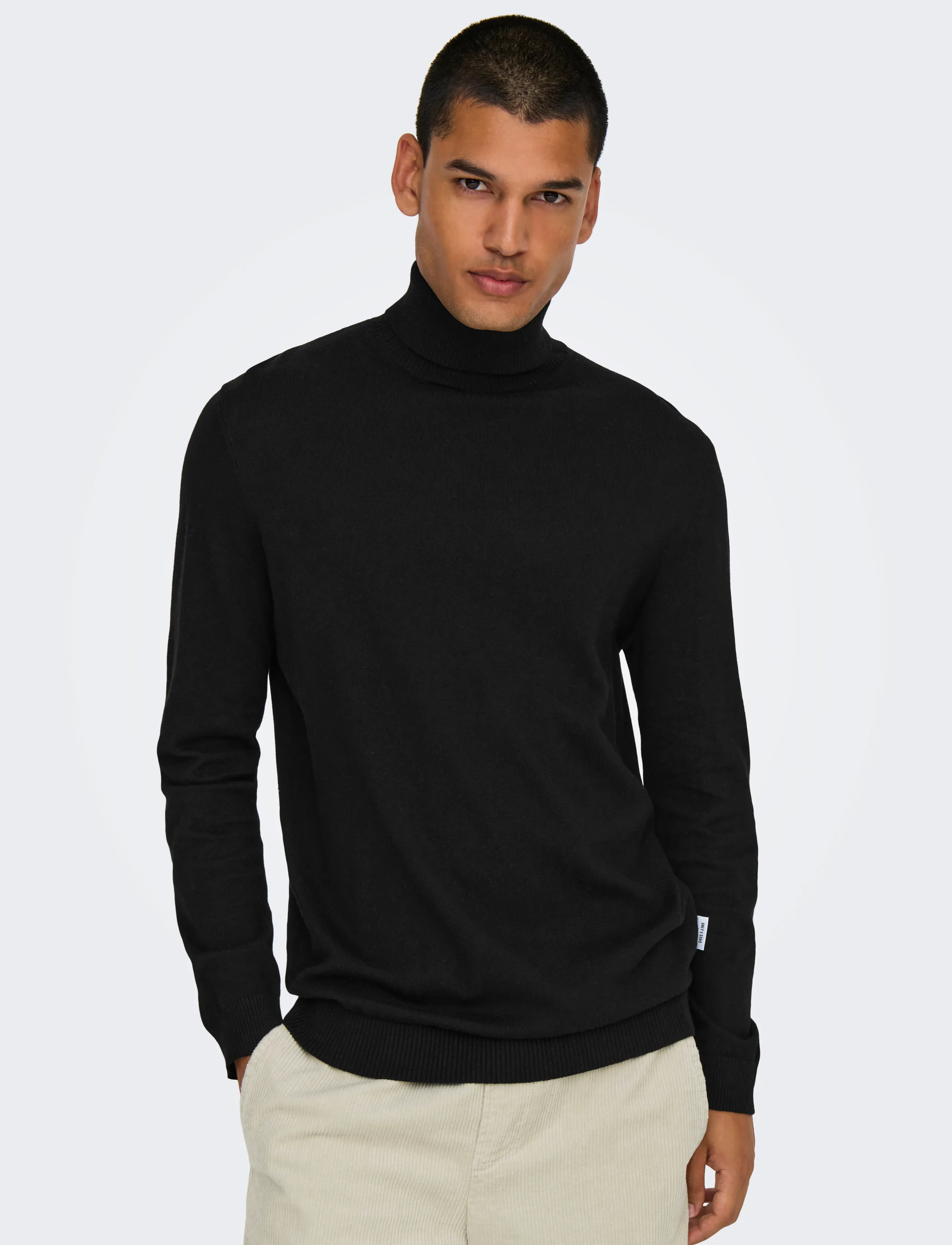 ONLY & SONS - ONSLOUI REG 12 MEL ROLL KNIT NOOS - black - 5