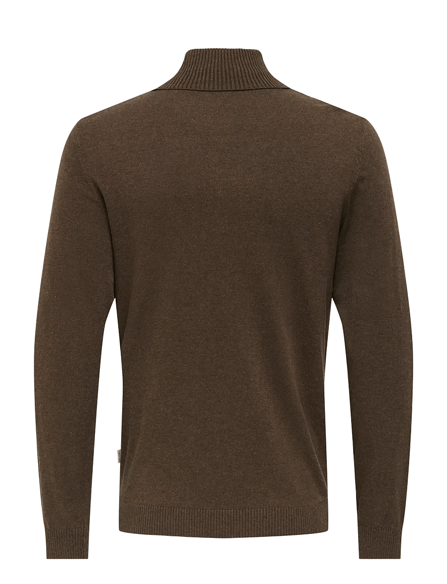 ONLY & SONS - ONSLOUI REG 12 MEL ROLL KNIT NOOS - coffee bean - 2