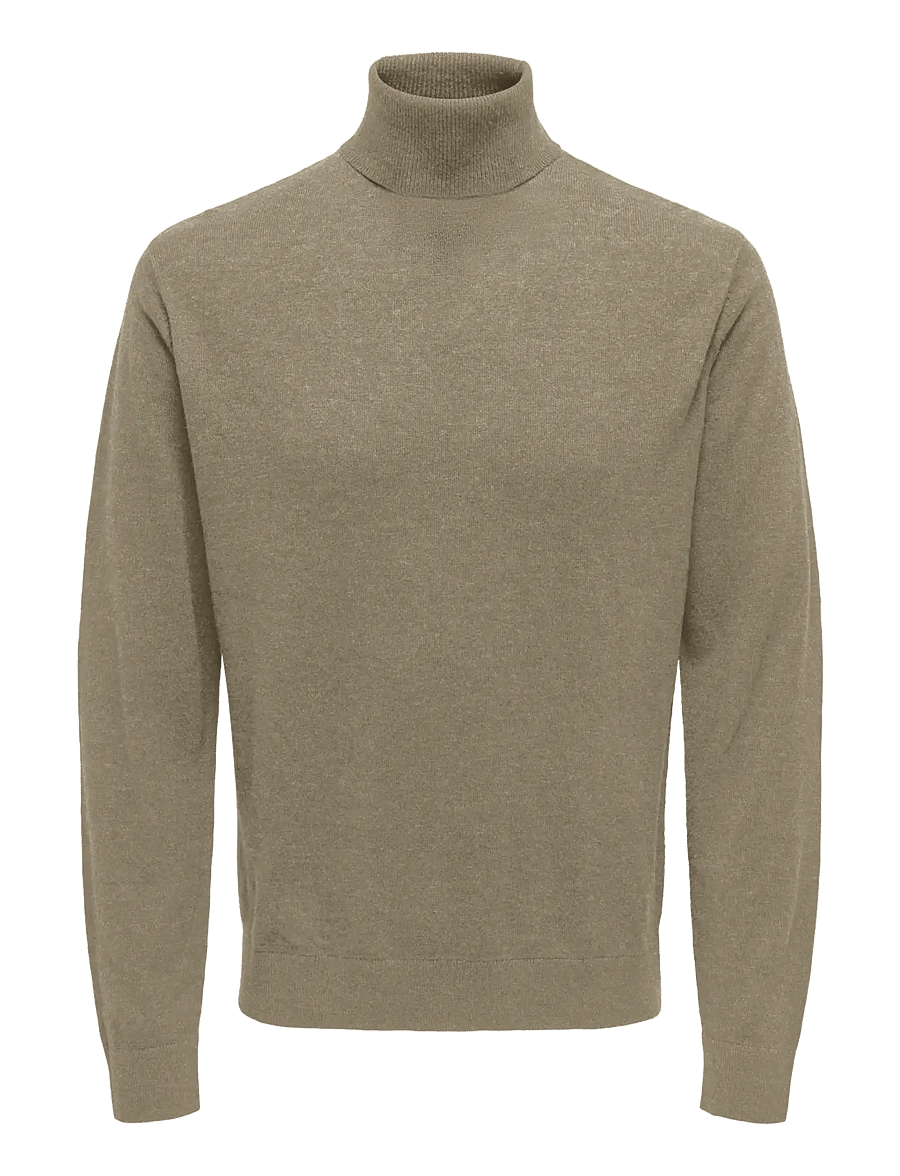 ONLY & SONS - ONSLOUI REG 12 MEL ROLL KNIT NOOS - desert taupe - 1