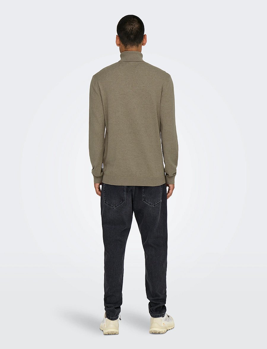 ONLY & SONS - ONSLOUI REG 12 MEL ROLL KNIT NOOS - desert taupe - 3